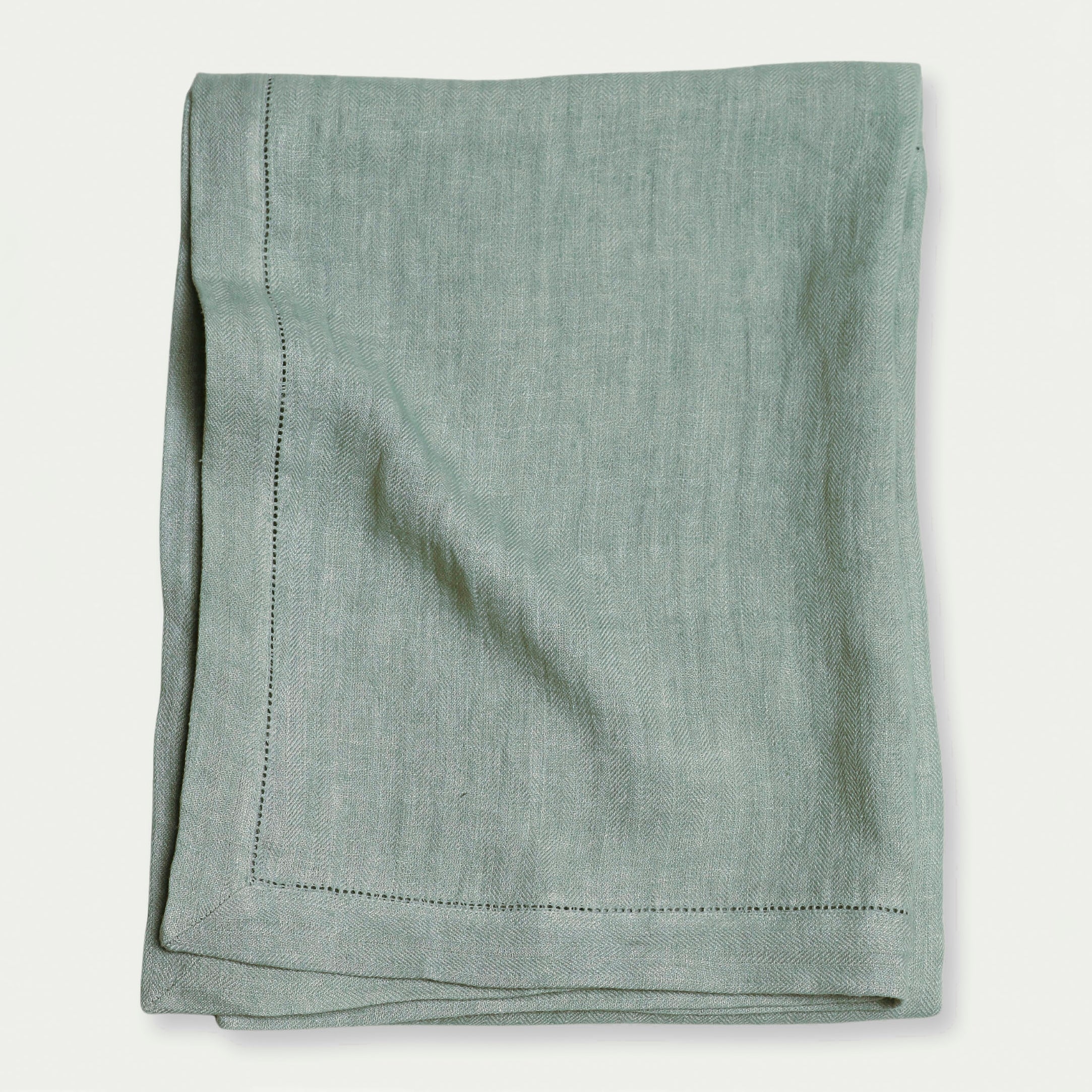 Linen Duck Egg Herringbone Table Cover
