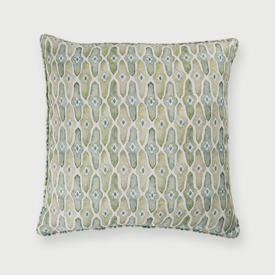 Mosaic Sage Linen Cushion Cover