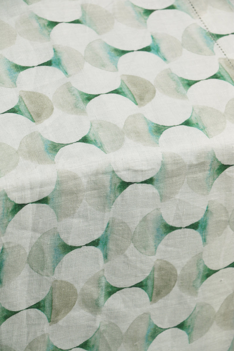 Cove Teal Linen Printed Fabric