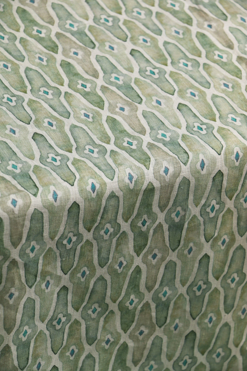 Mosaic Sage Linen Printed Fabric