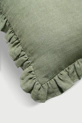 Linen Ruffle Eucalyptus Pillow Cover