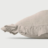 Linen Ruffle Oatmeal Pillow Cover