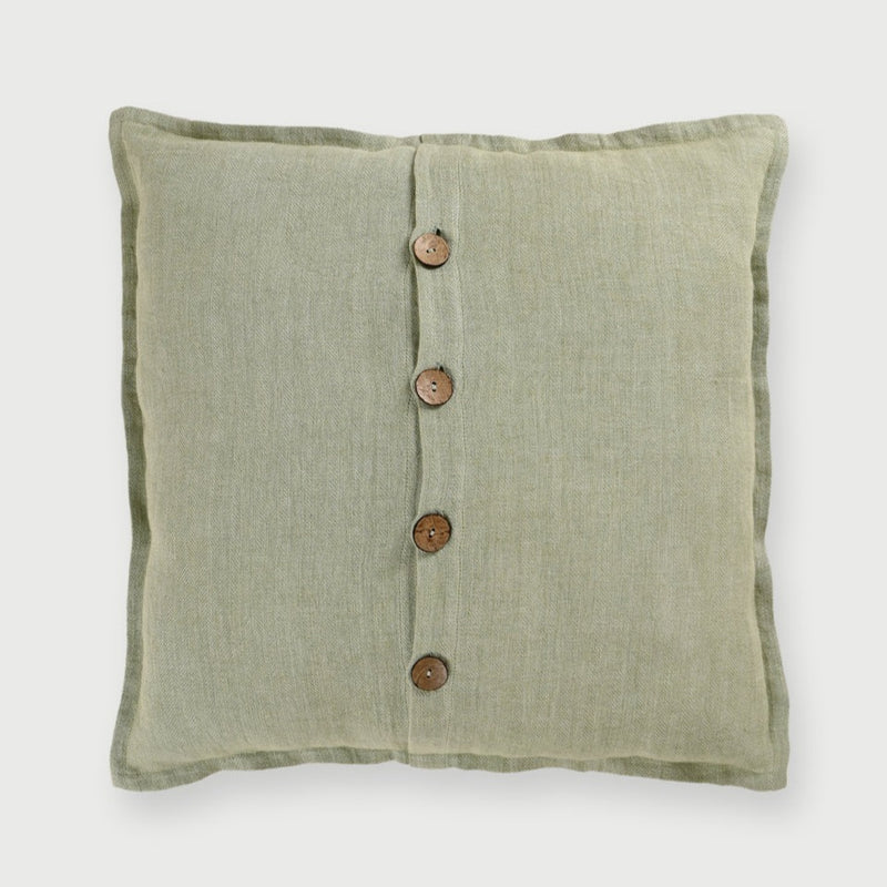 Linen Herringbone Sage Cushion Cover
