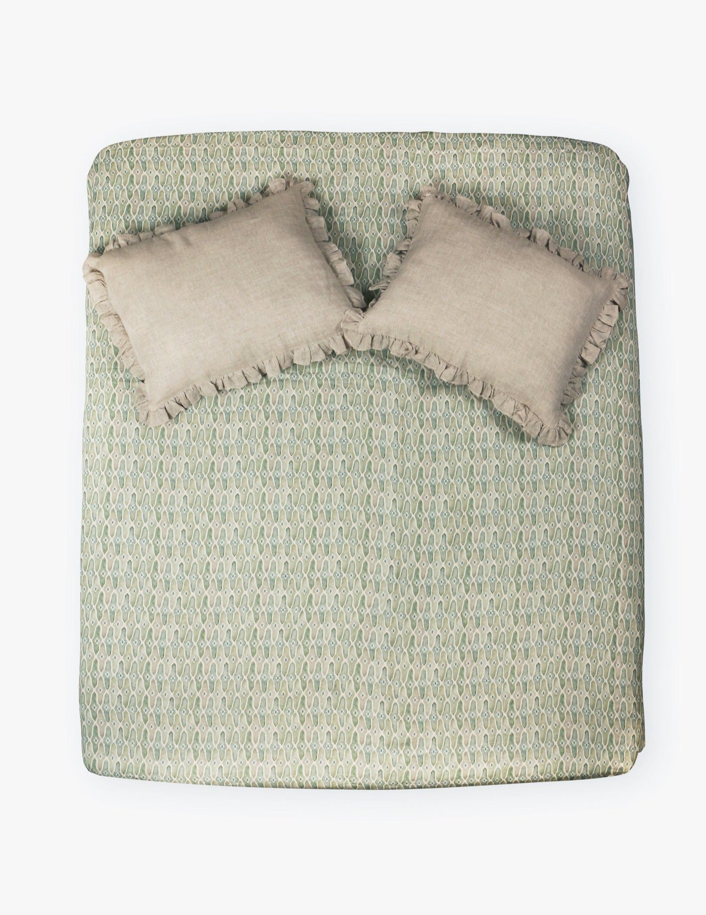 Mosaic Sage Linen Bedspread