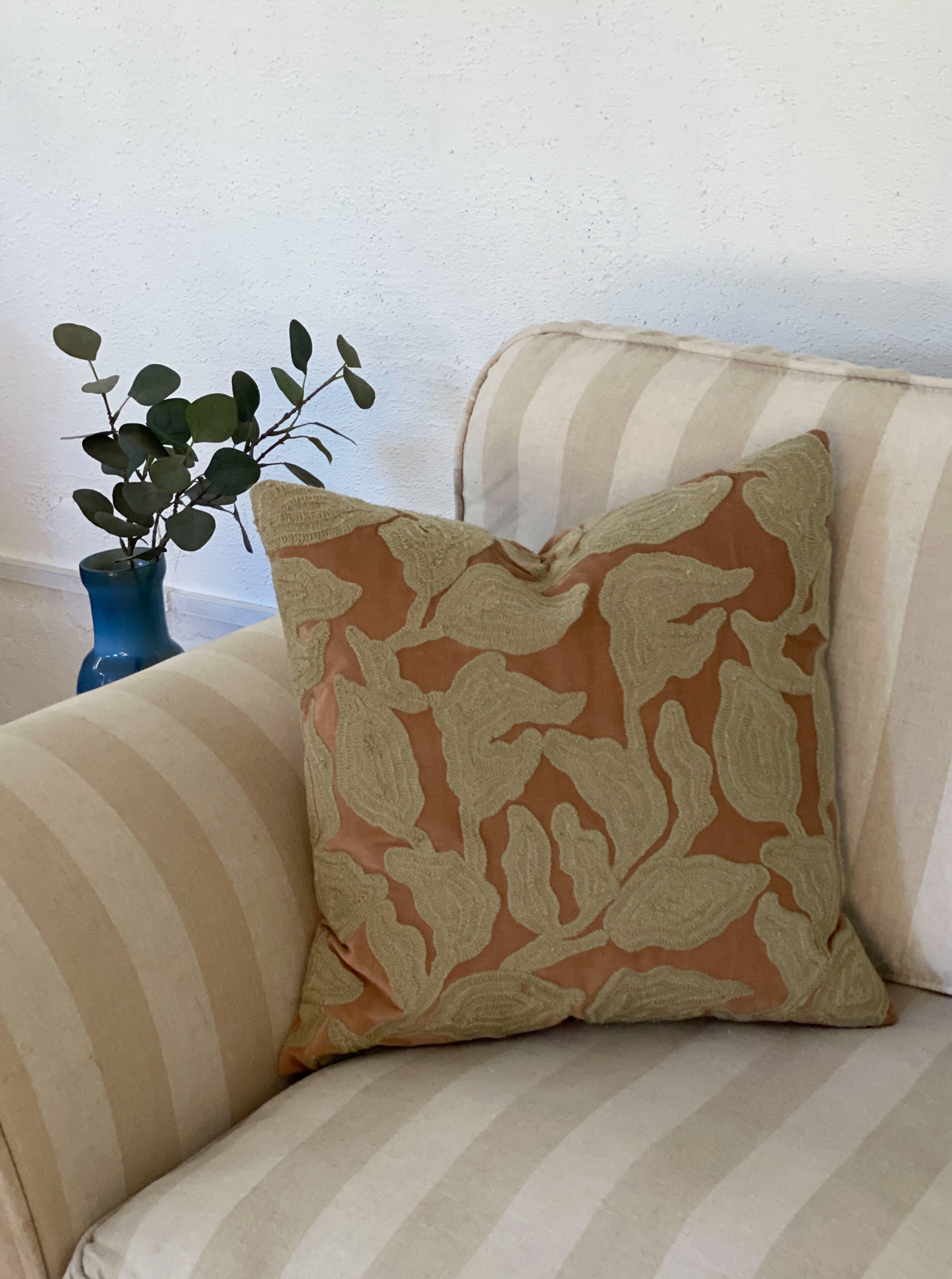 Cascade Embroidered Spice Velvet Cushion Cover