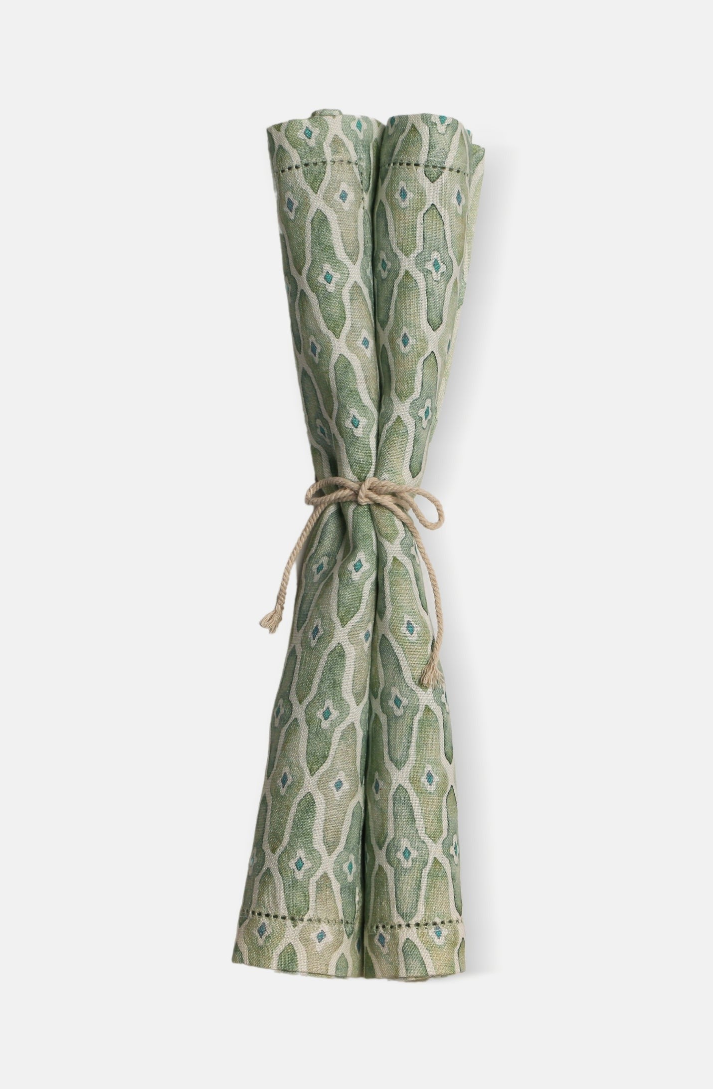 Mosaic Sage Linen Table Napkins | Set of 2