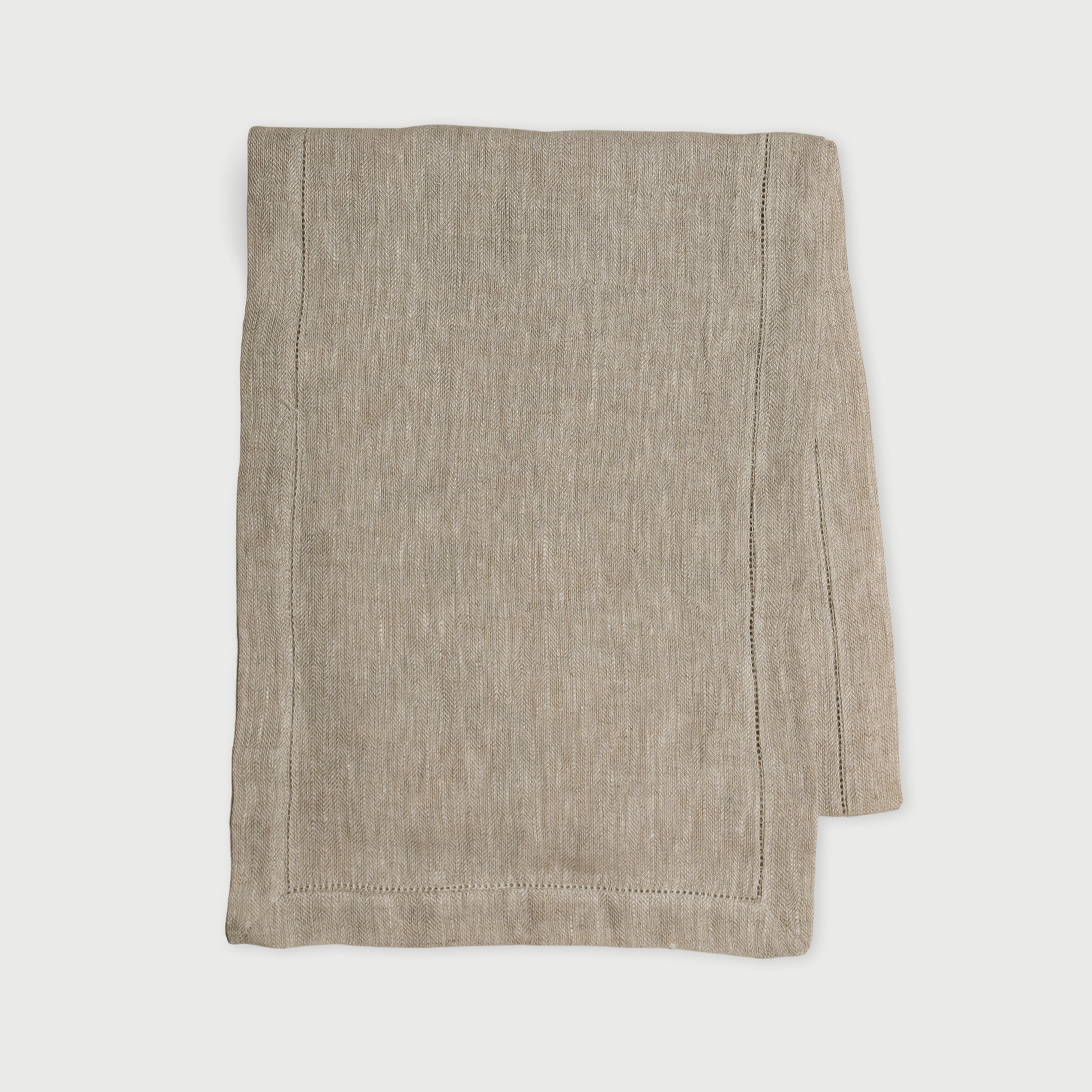Oatmeal Herringbone Linen Table Runner