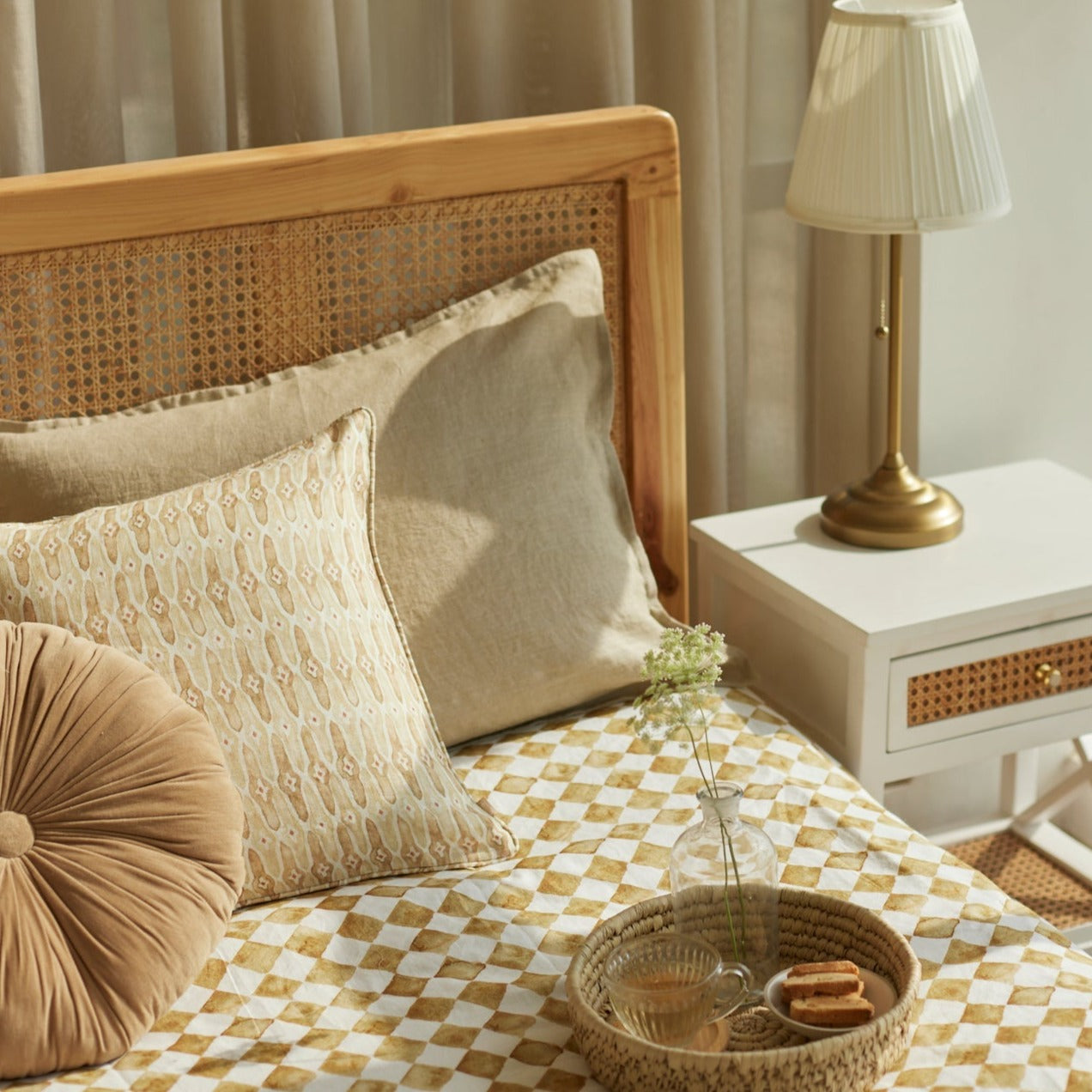 Mosaic Sand Linen Cushion Cover