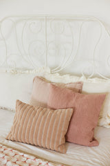 Striped Blush Chambray Cotton Cushion Cover