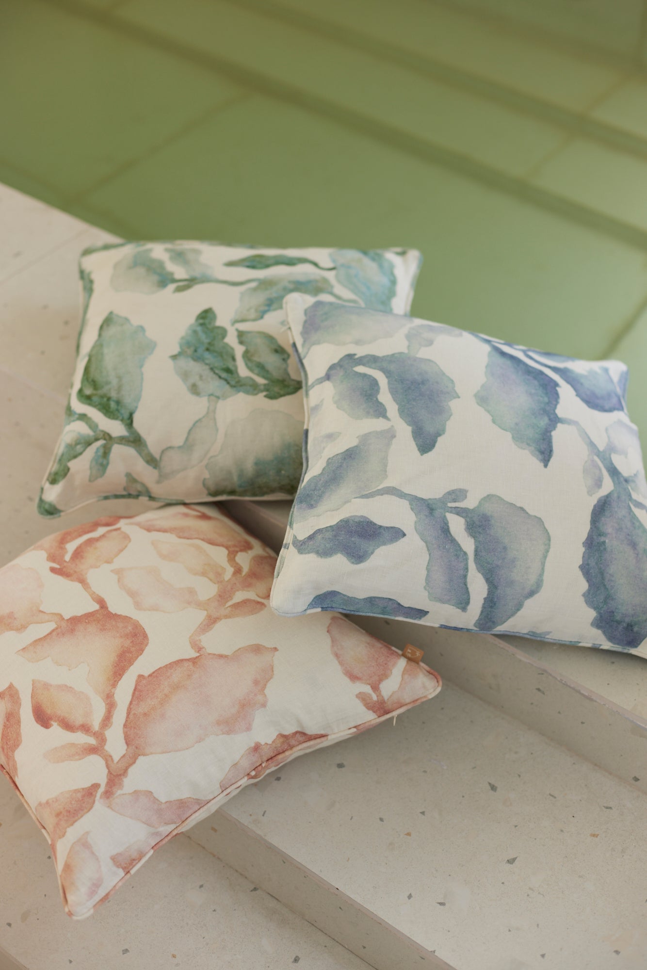 Cascade Blush Linen Cushion Cover - Blush
