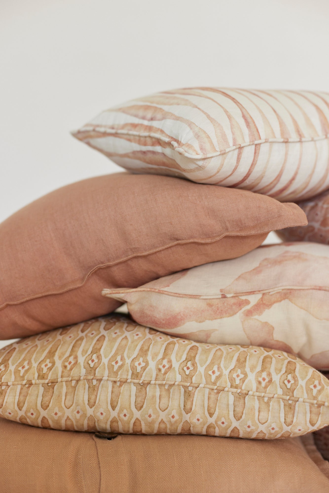 Cascade Blush Linen Cushion Cover - Blush