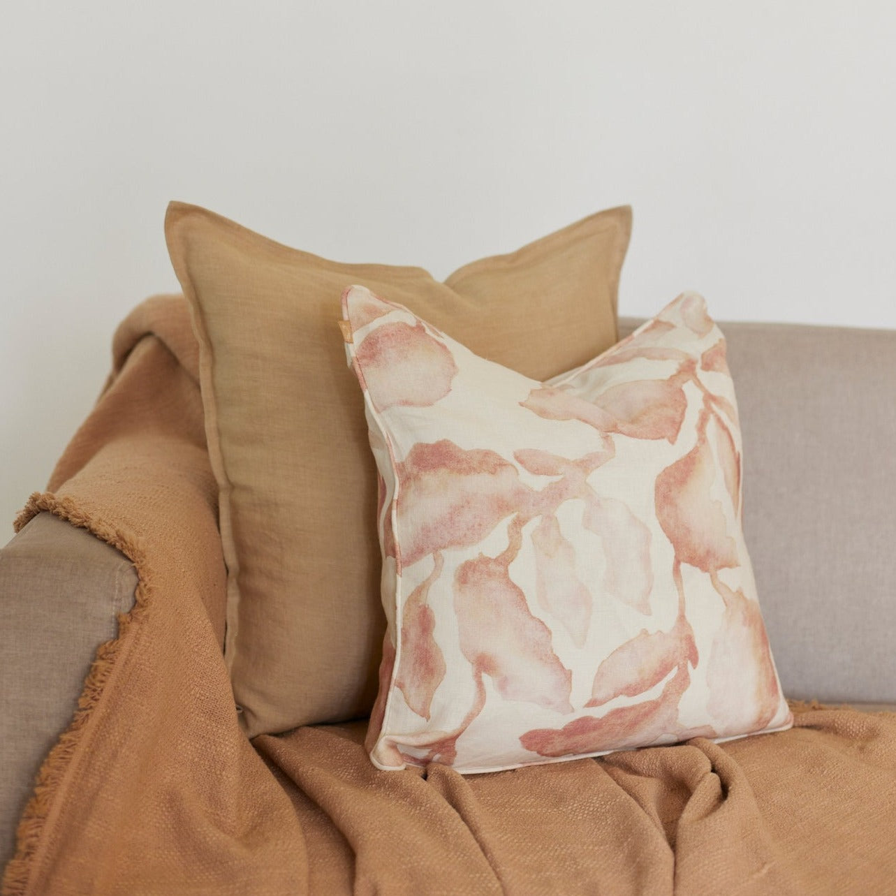 Cascade Blush Linen Cushion Cover - Blush