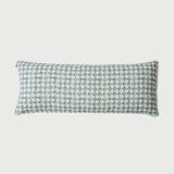 Checker Blue Lumbar Linen Cushion Cover
