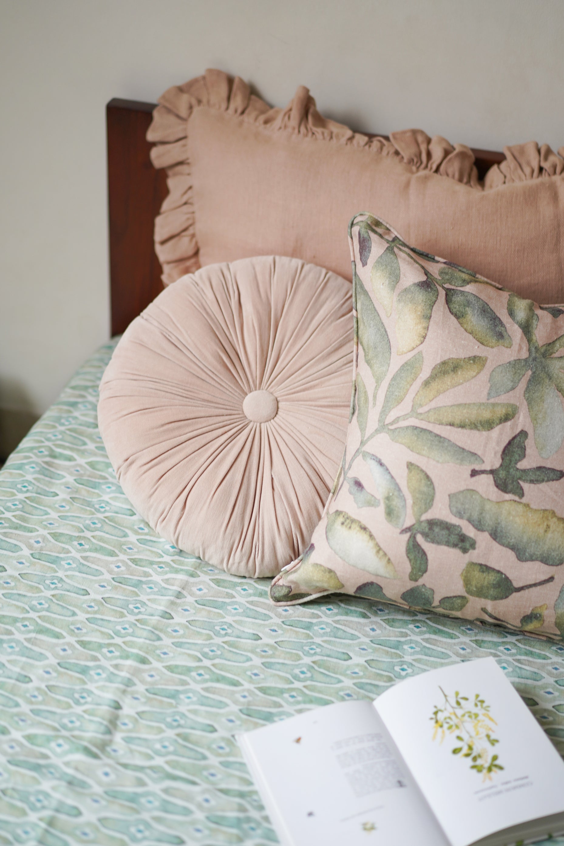 Linen Ruffle Blush Pillow Cover