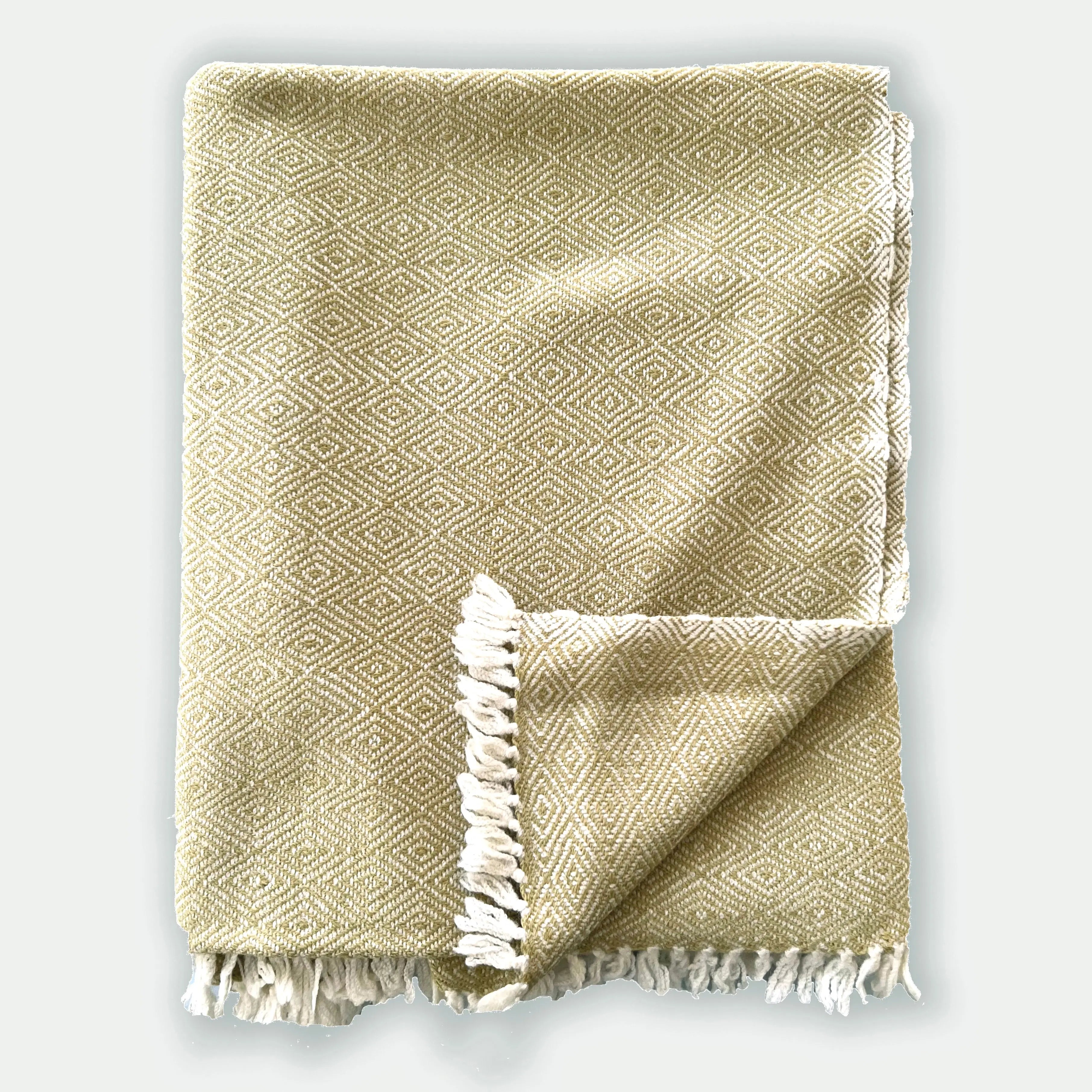 Diamond Ochre Marino Wool Throw SanctuaryLiving