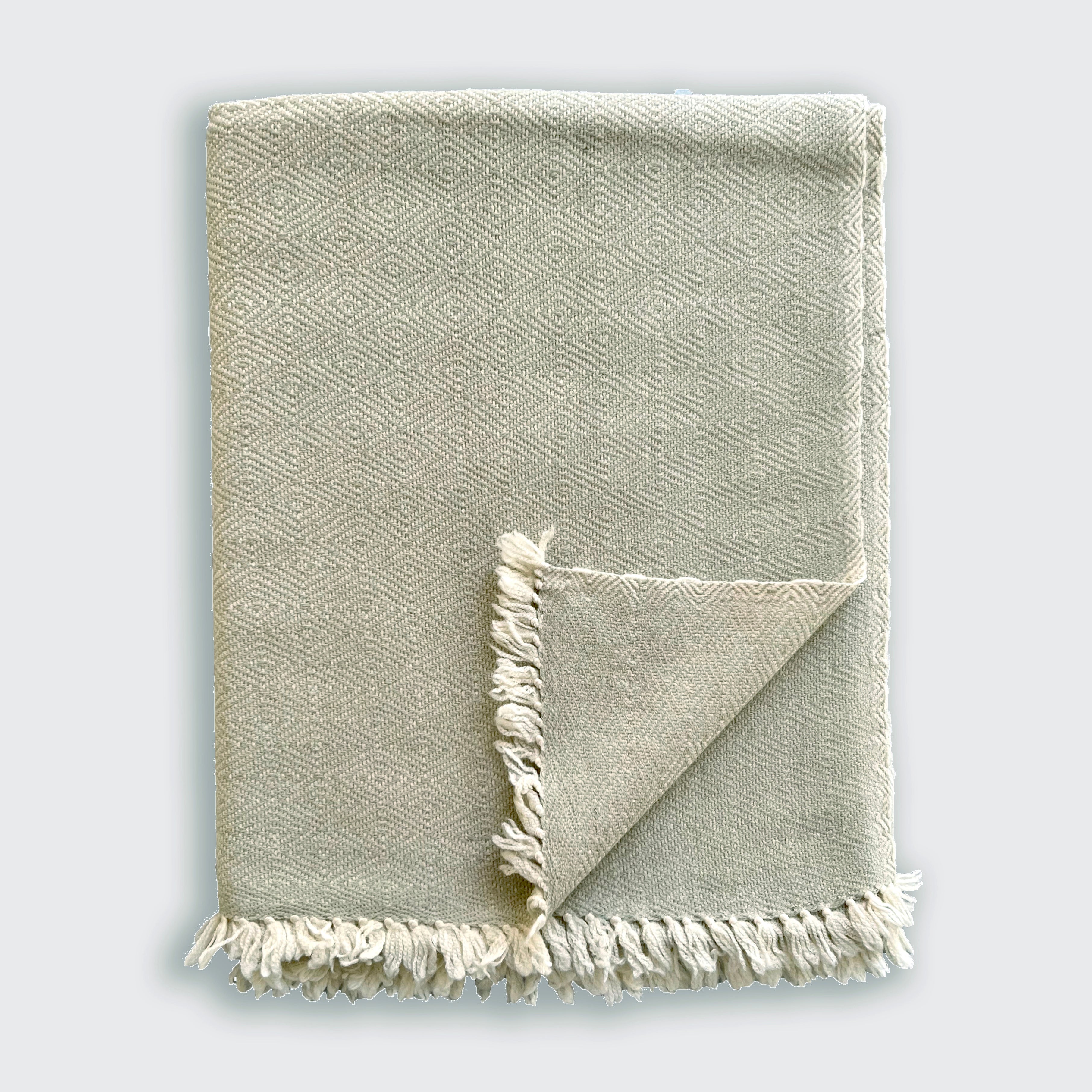 Diamond Sea Foam Marino Wool Throw