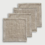 Linen Herringbone Oatmeal Cocktail Napkins | Set of 4