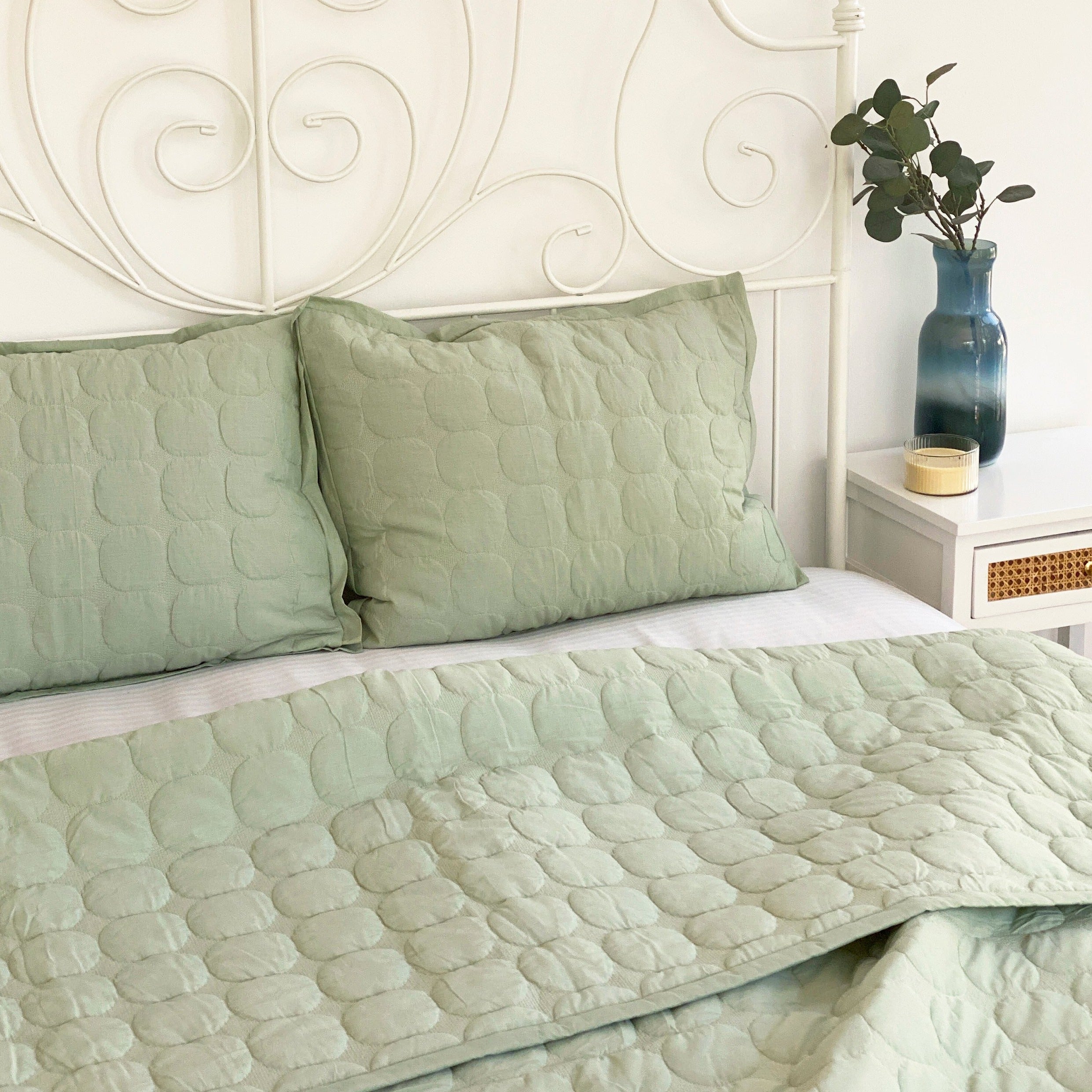 Zen Sage Cotton Quilted Bedding Set