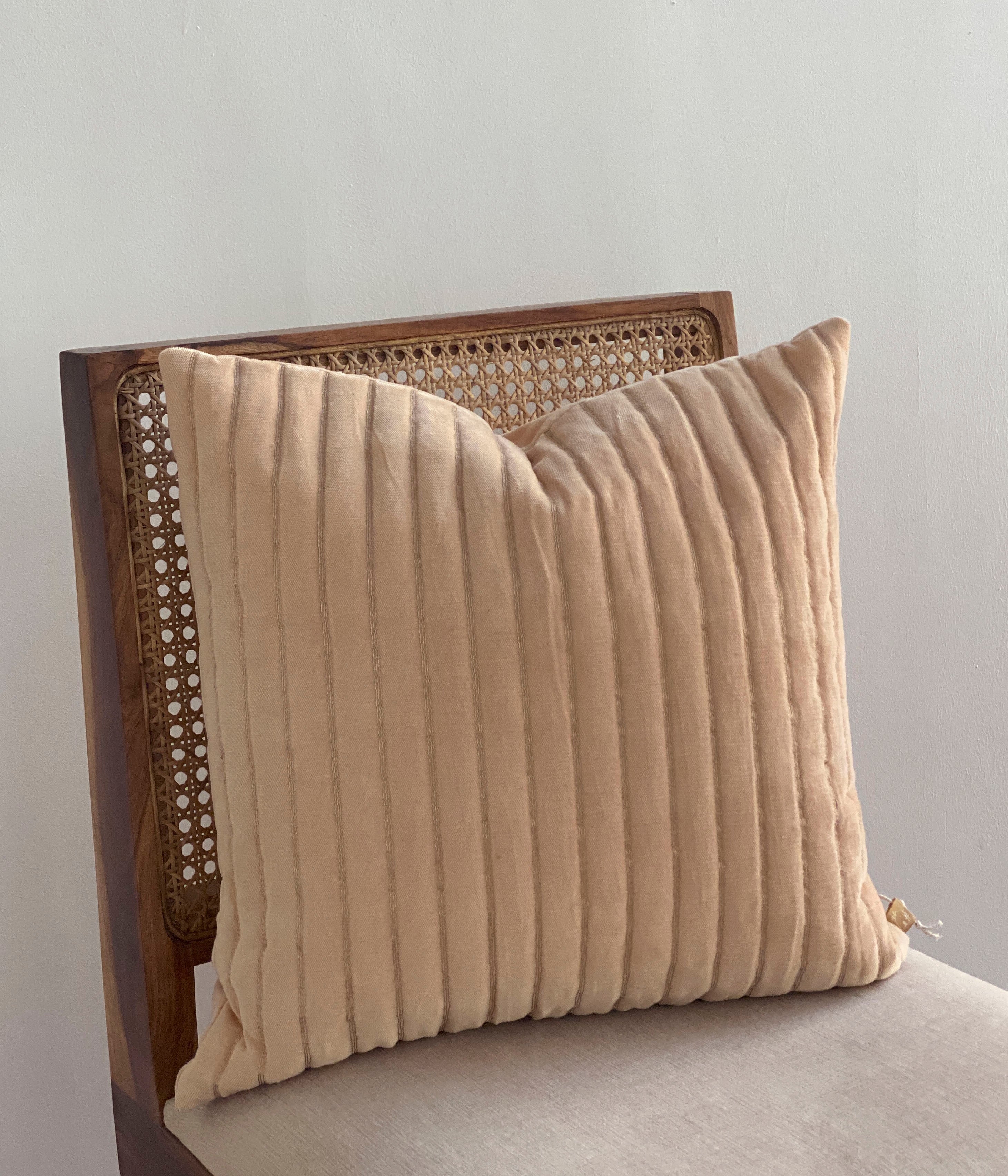 Eden Striped Blush Velvet Cushion Cover