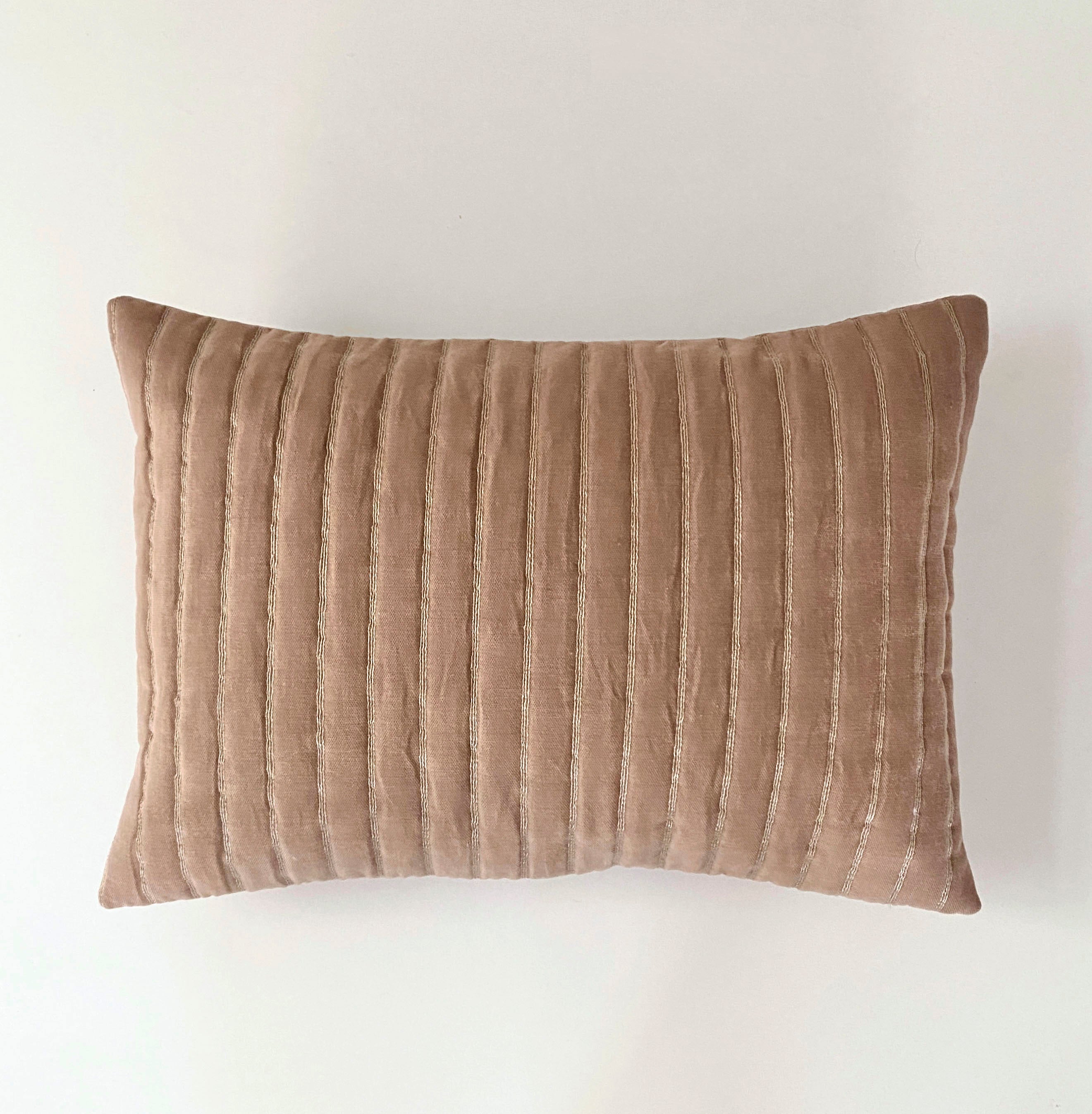Eden Striped Spice Oblong Velvet Cushion Cover