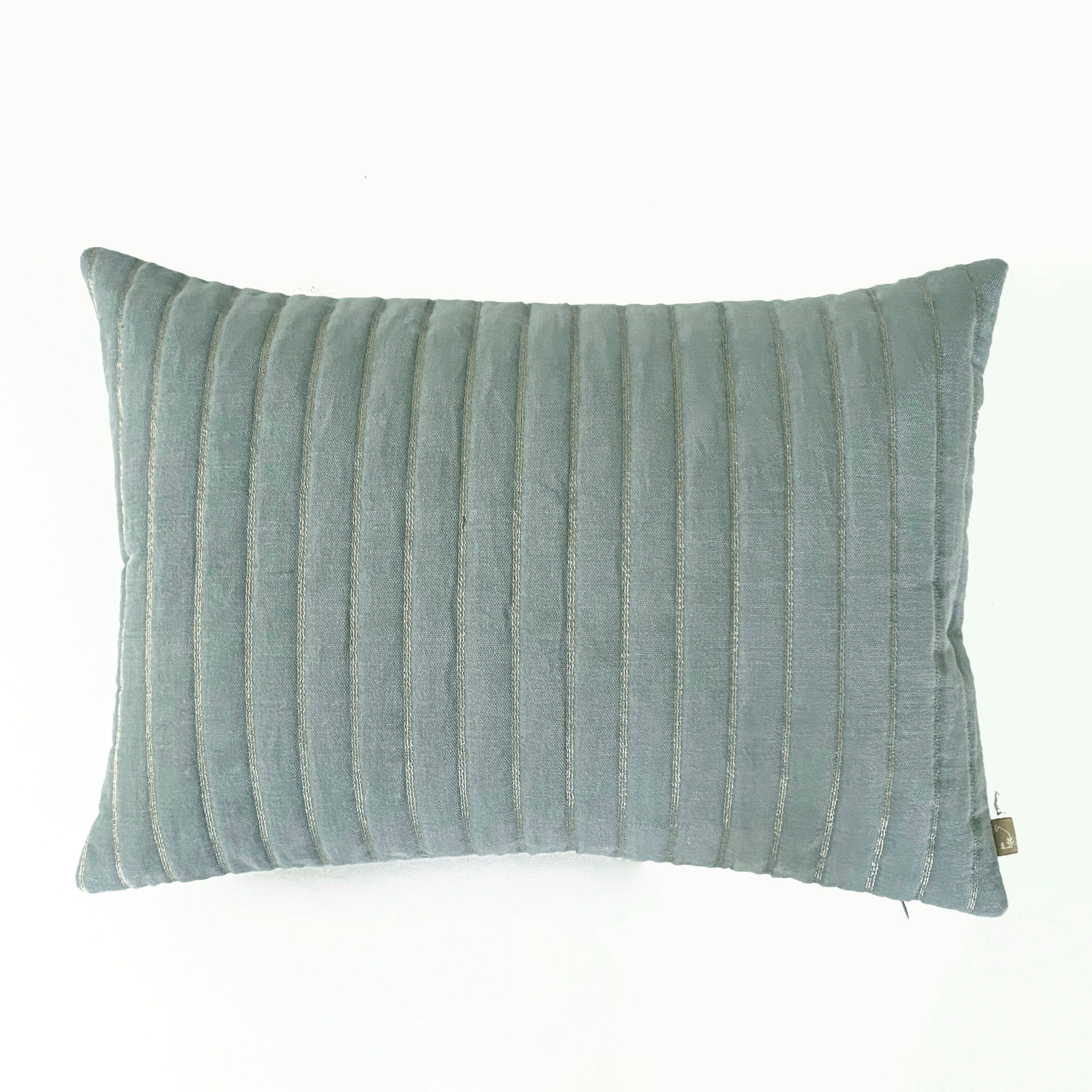 Eden Striped Duck Egg Oblong Velvet Cushion Cover