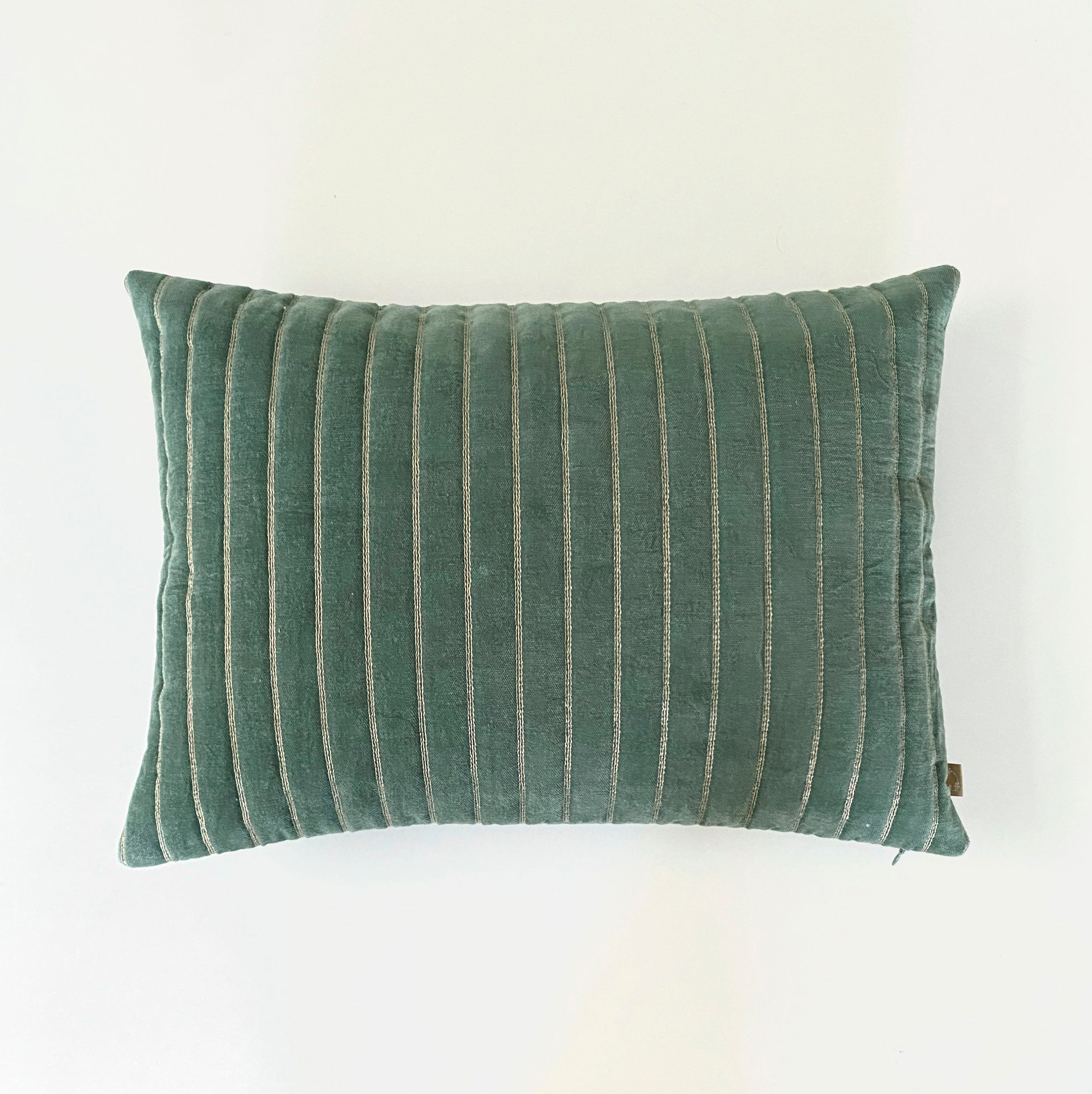Eden Striped Eucalyptus Oblong Velvet Cushion Cover