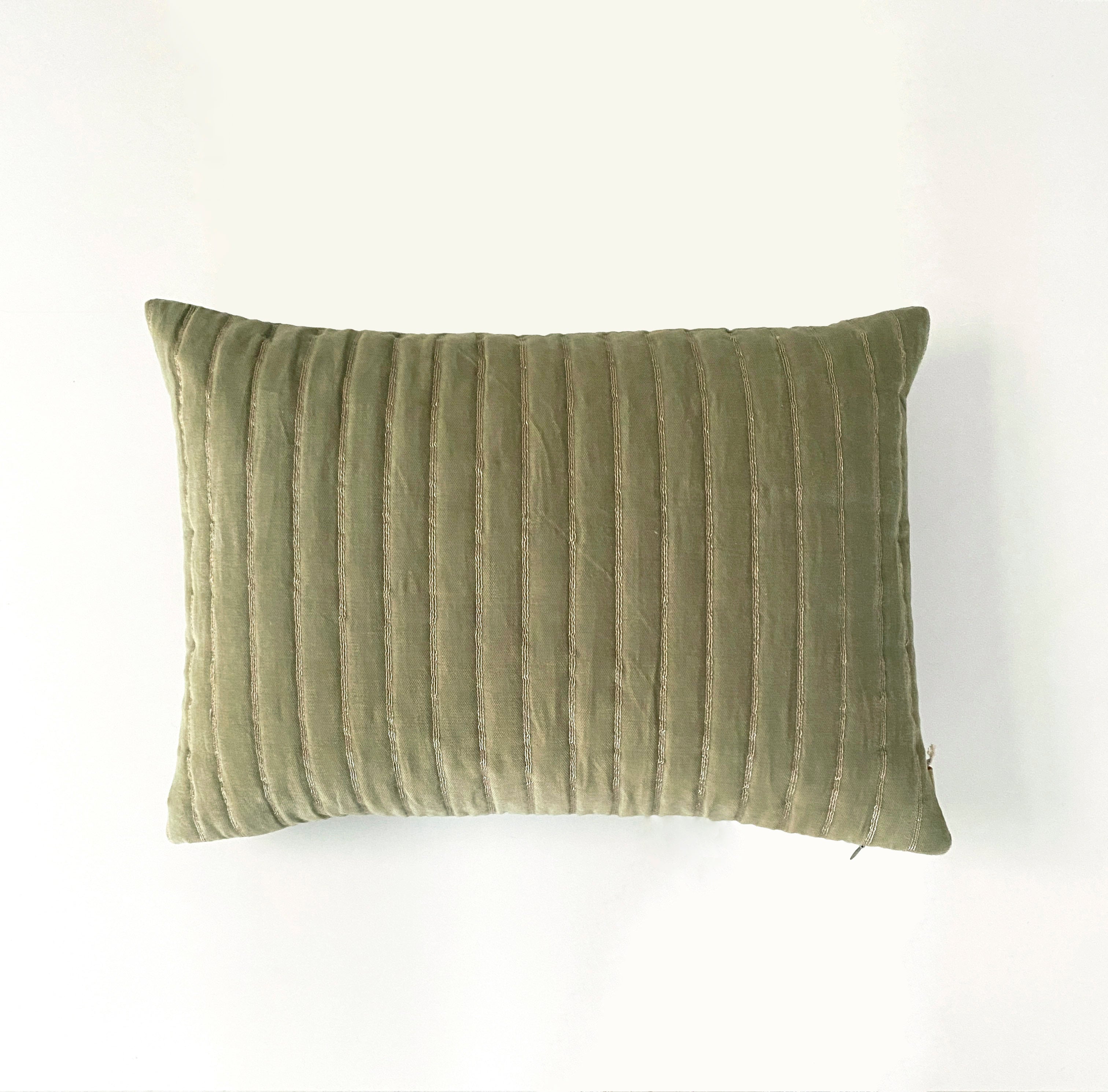 Eden Striped Fern Oblong Velvet Cushion Cover