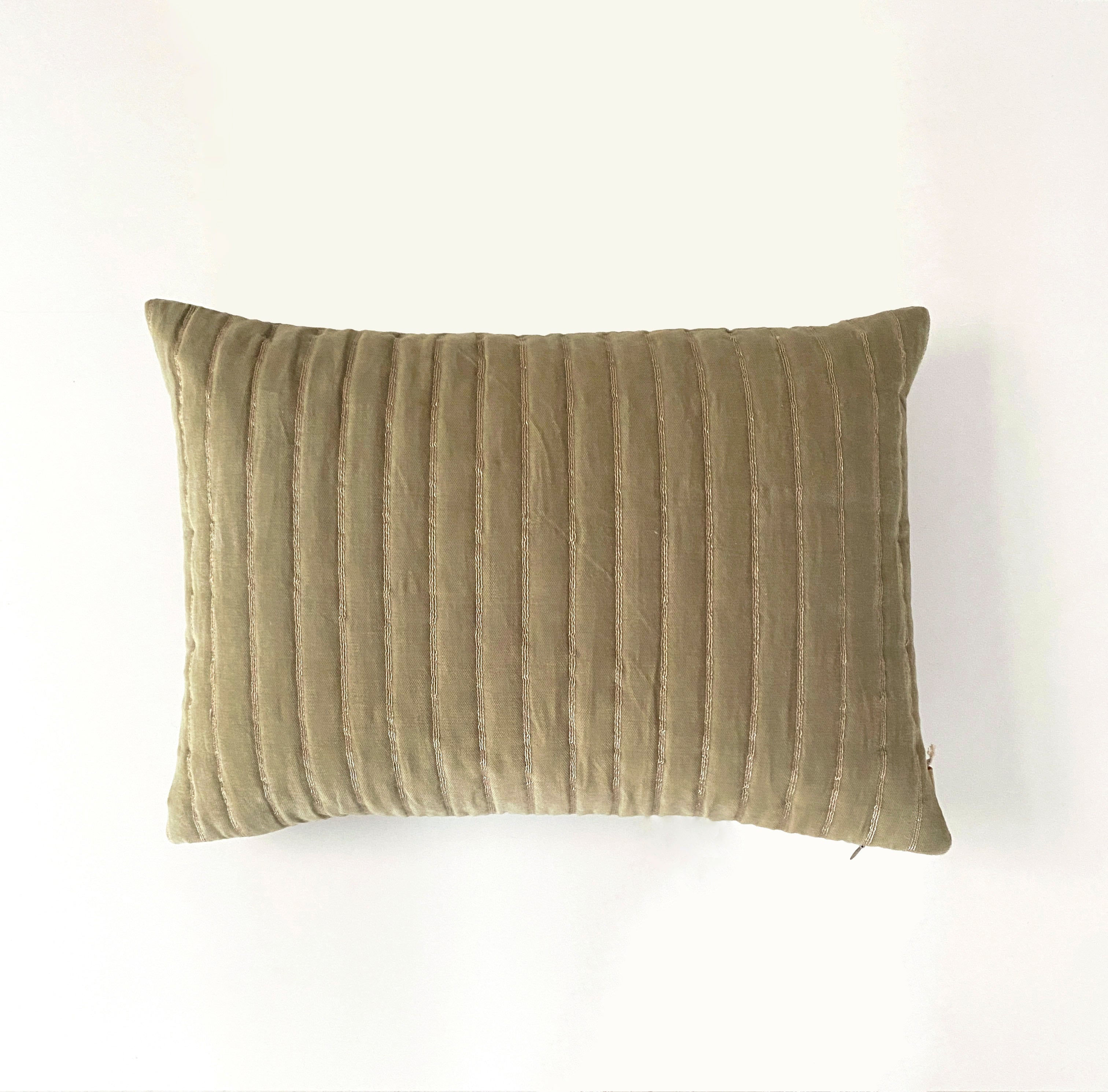 Eden Striped Sand Oblong Velvet Cushion Cover