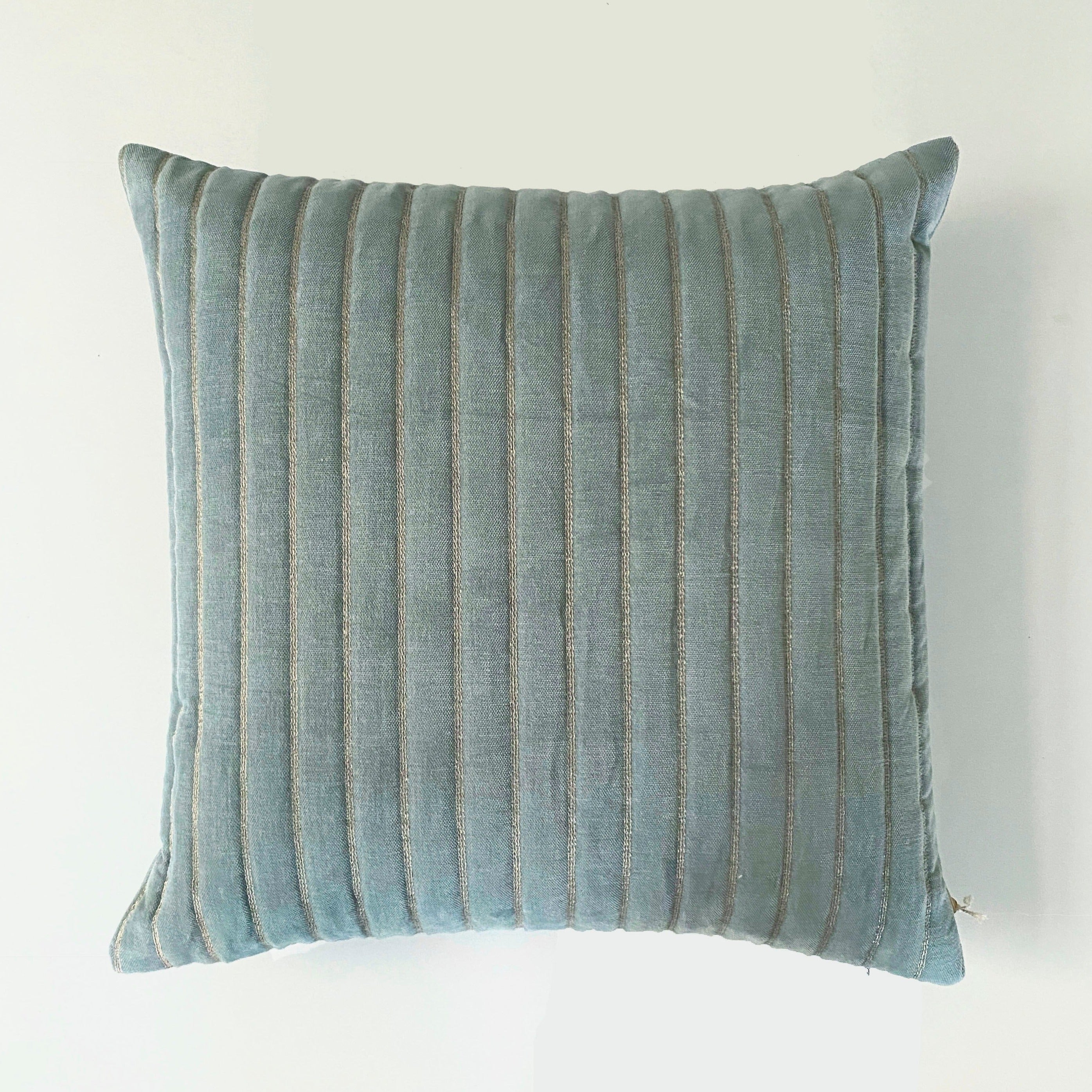 Eden Striped Duck Egg Velvet Cushion Cover