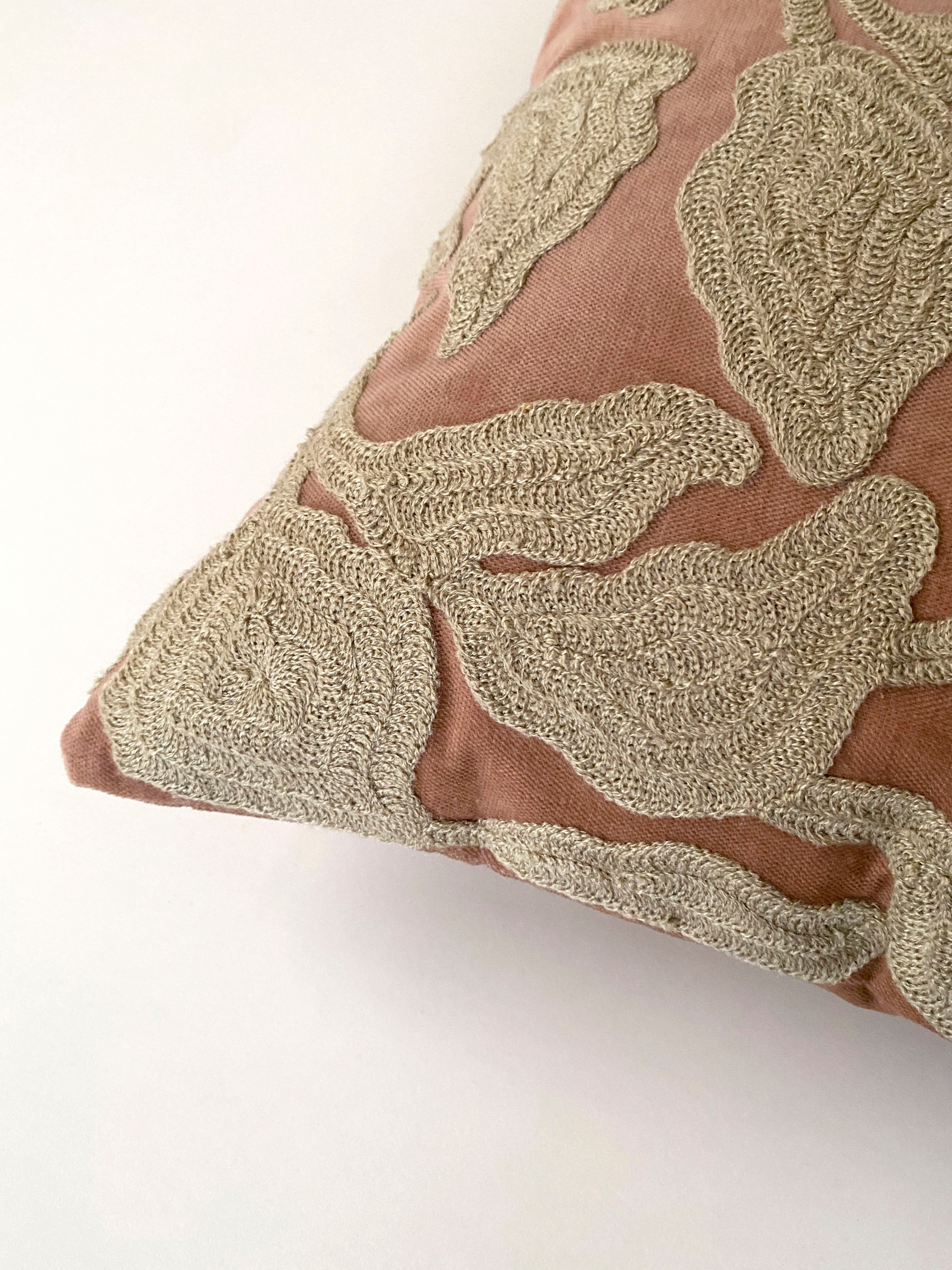 Cascade Embroidered Spice Velvet Cushion Cover