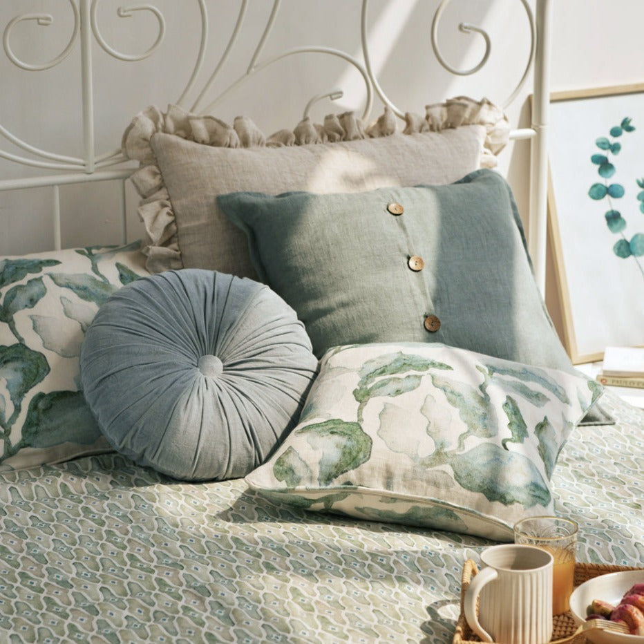 Cascade Teal Linen Cushion Cover - Teal