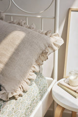 Linen Ruffle Oatmeal Pillow Cover