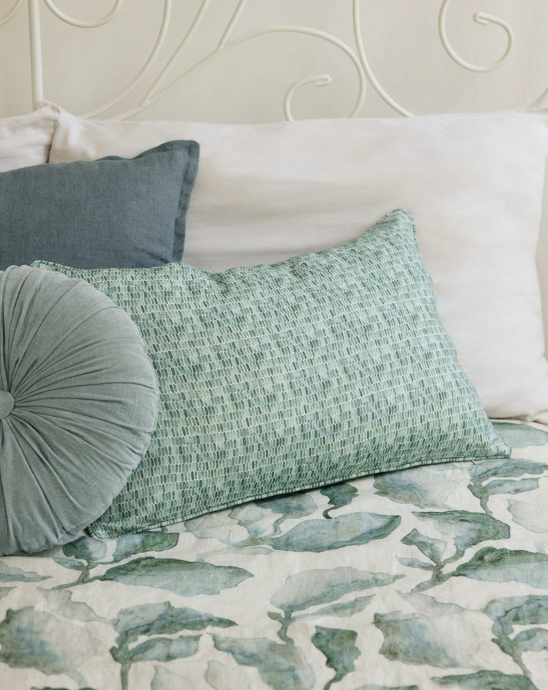 Cascade Teal Linen Bedspread