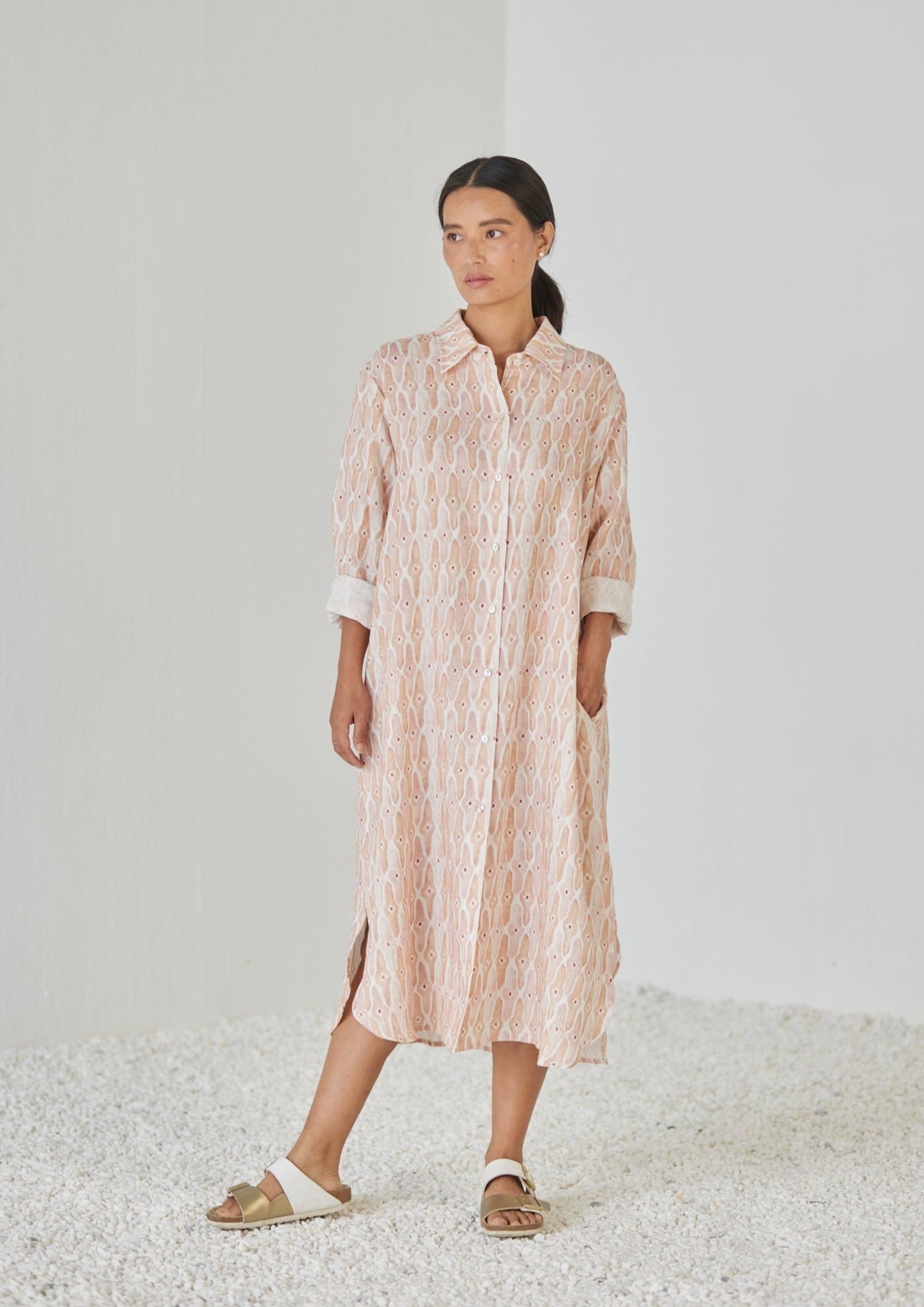 Magnolia Mosaic Blush Shirt Dress