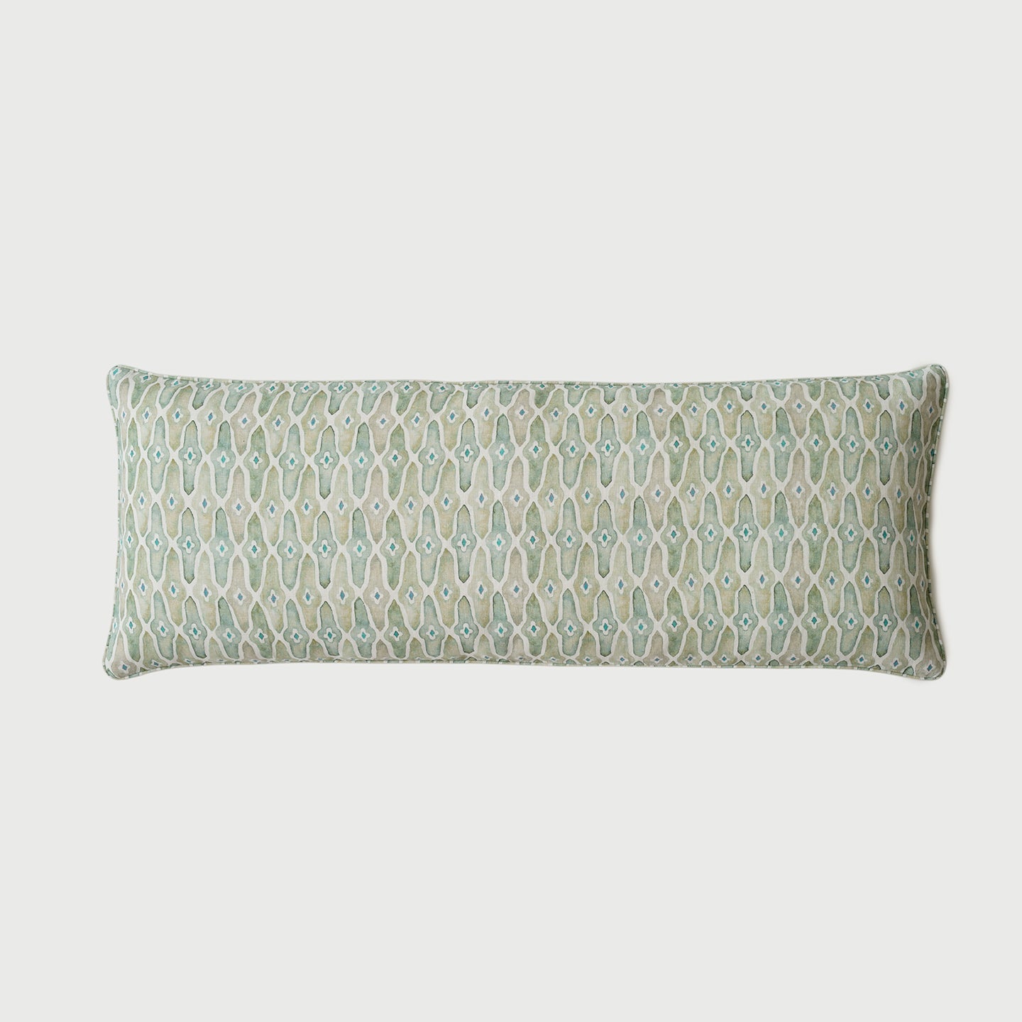 Mosaic Sage Lumbar Linen Cushion Cover