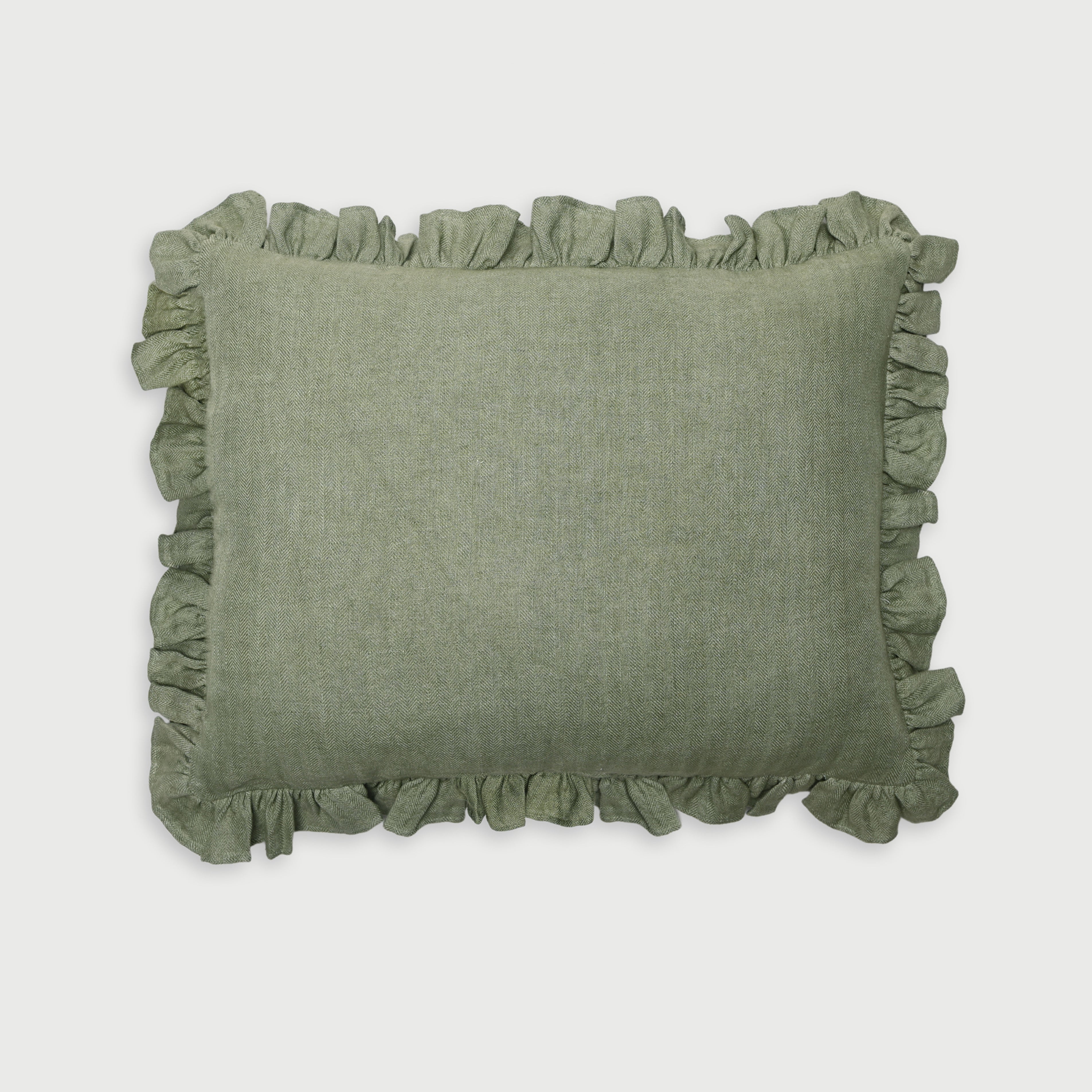 Linen Ruffle Eucalyptus Pillow Cover
