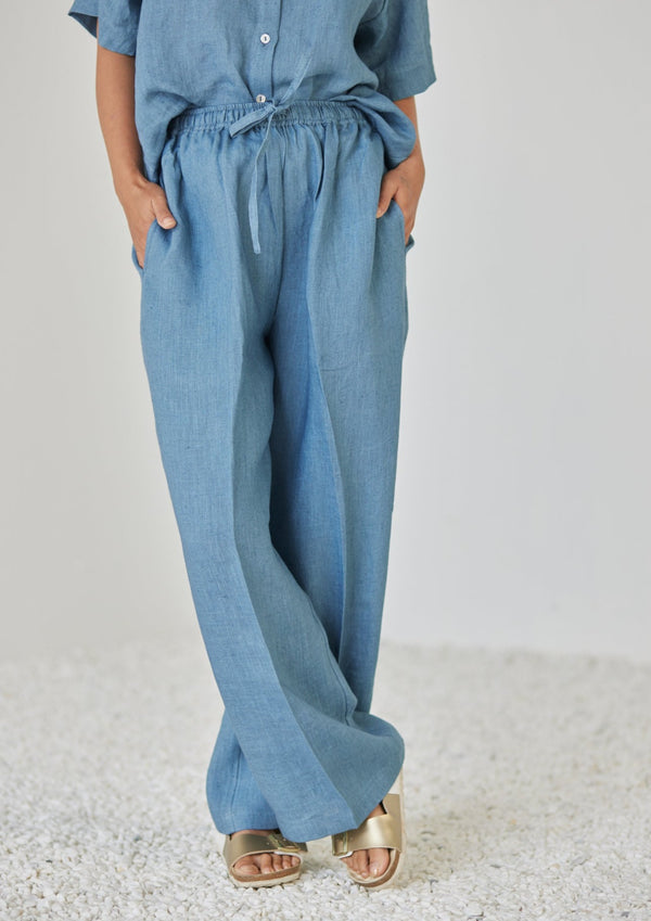 Oasis Linen Blue Pants