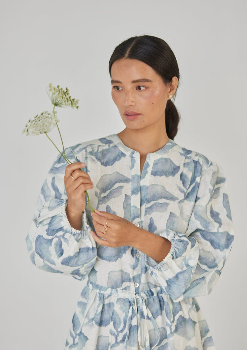 Peony Cascade Blue Dress