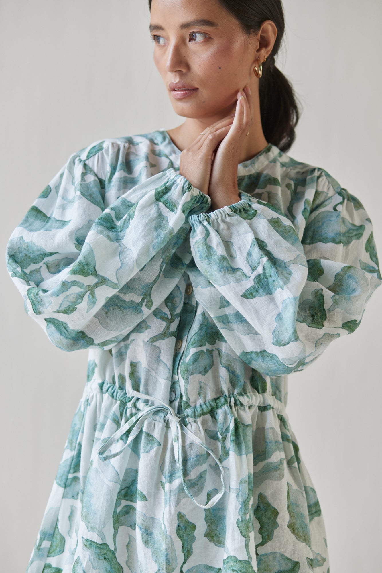 Peony Cascade Teal Dress