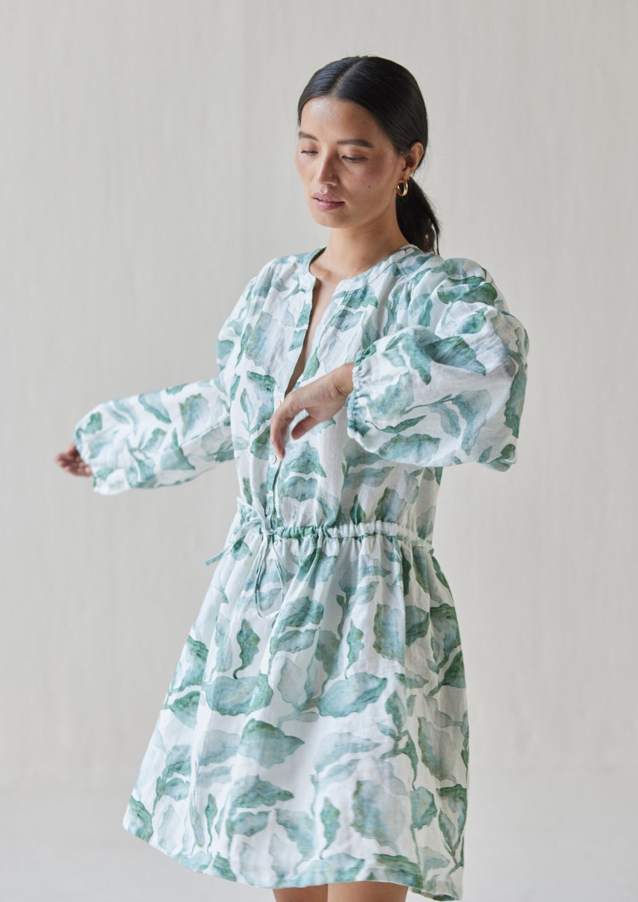 Peony Cascade Teal Dress