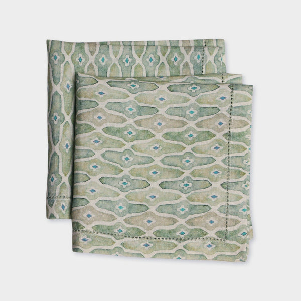 Mosaic Sage Linen Table Napkins