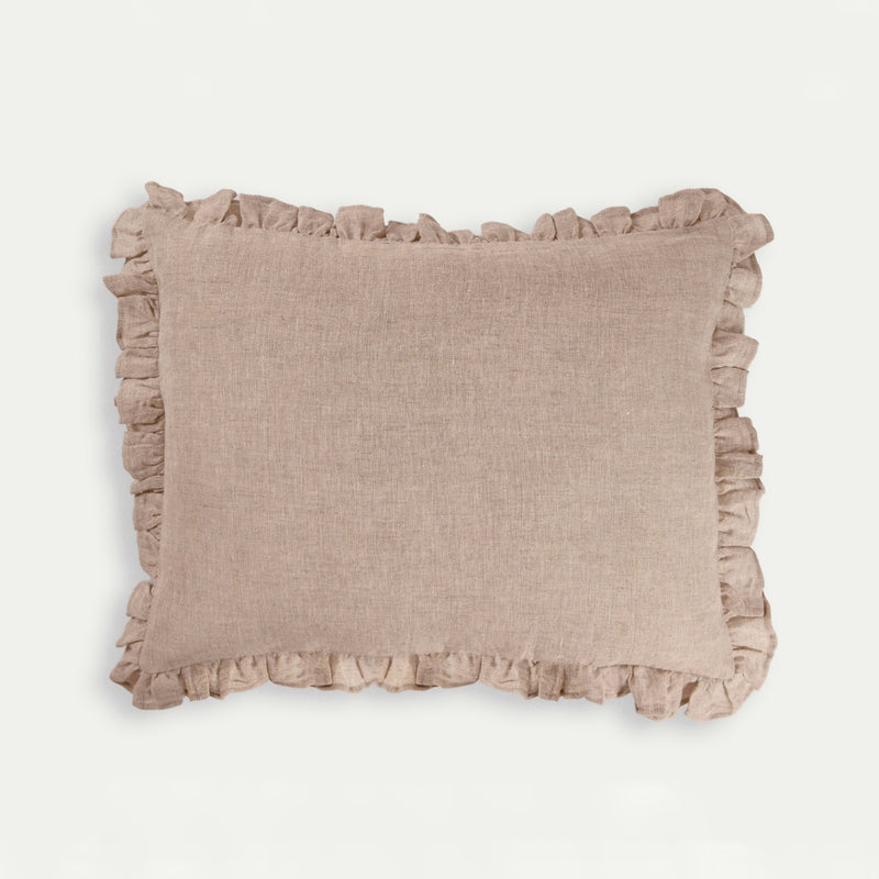 Linen Ruffle Blush Pillow Cover