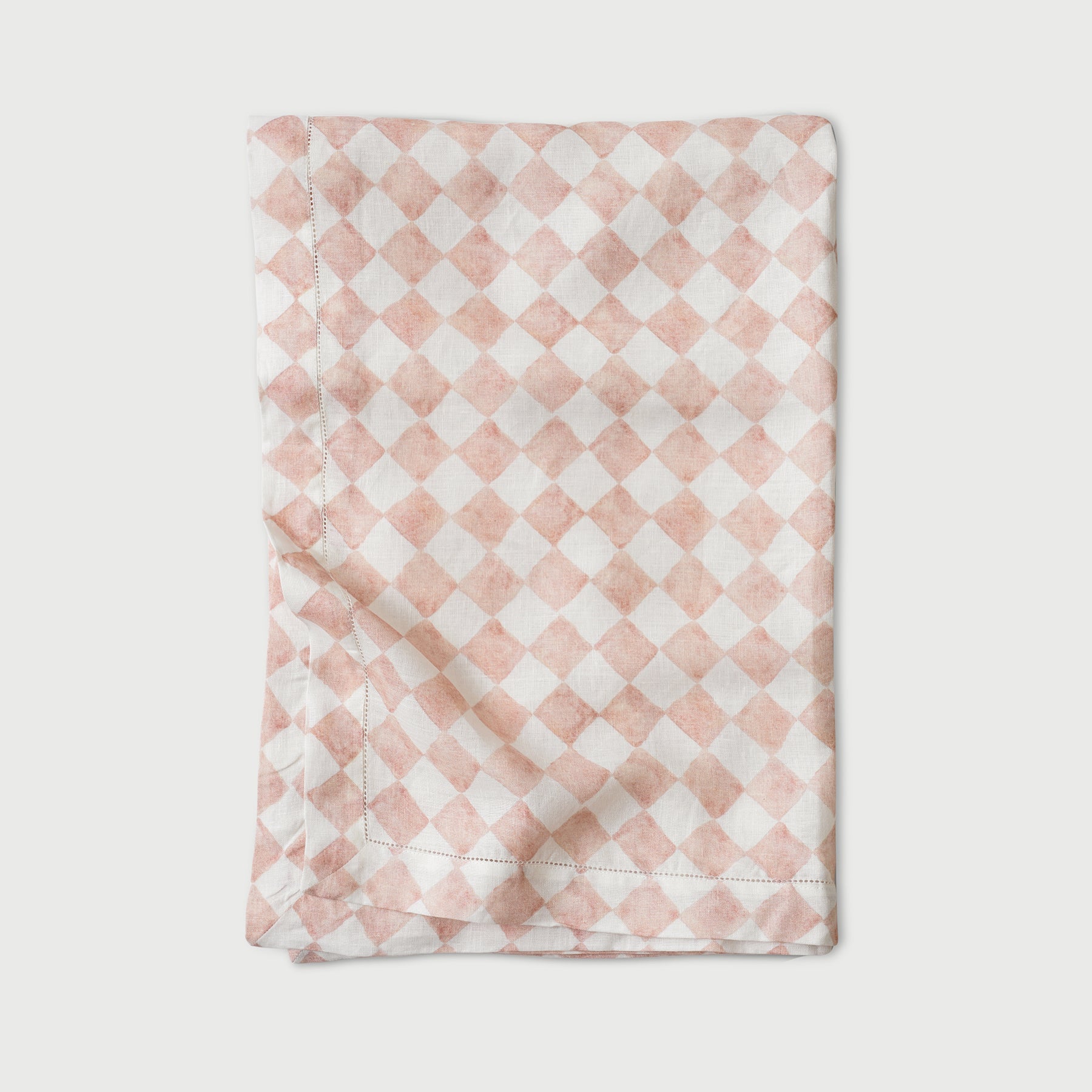 Checker Blush Linen Table Cover