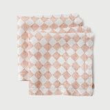 Checker Blush Linen Table Napkins | Set of 2