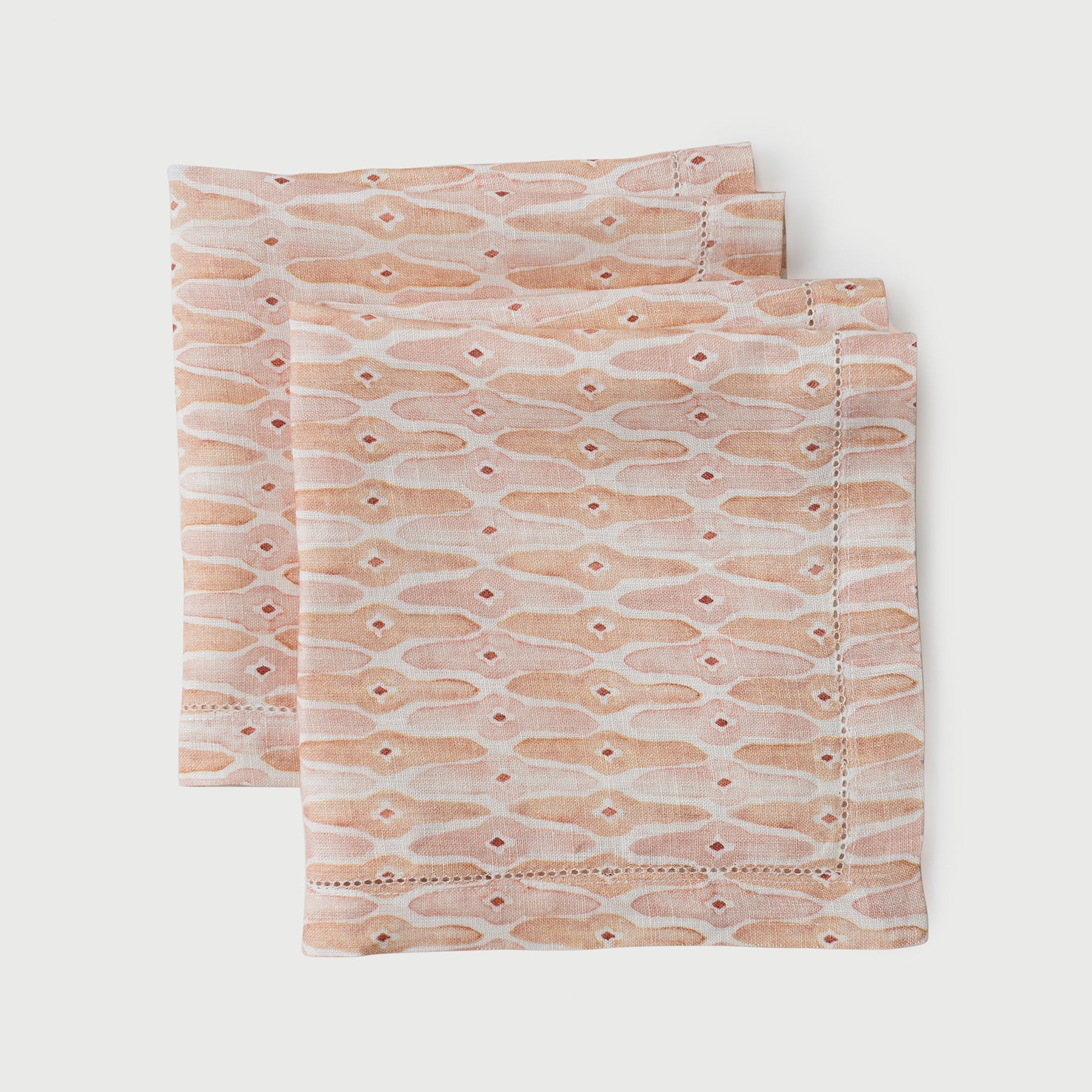 Mosaic Blush Linen Table Napkins | Set of 2