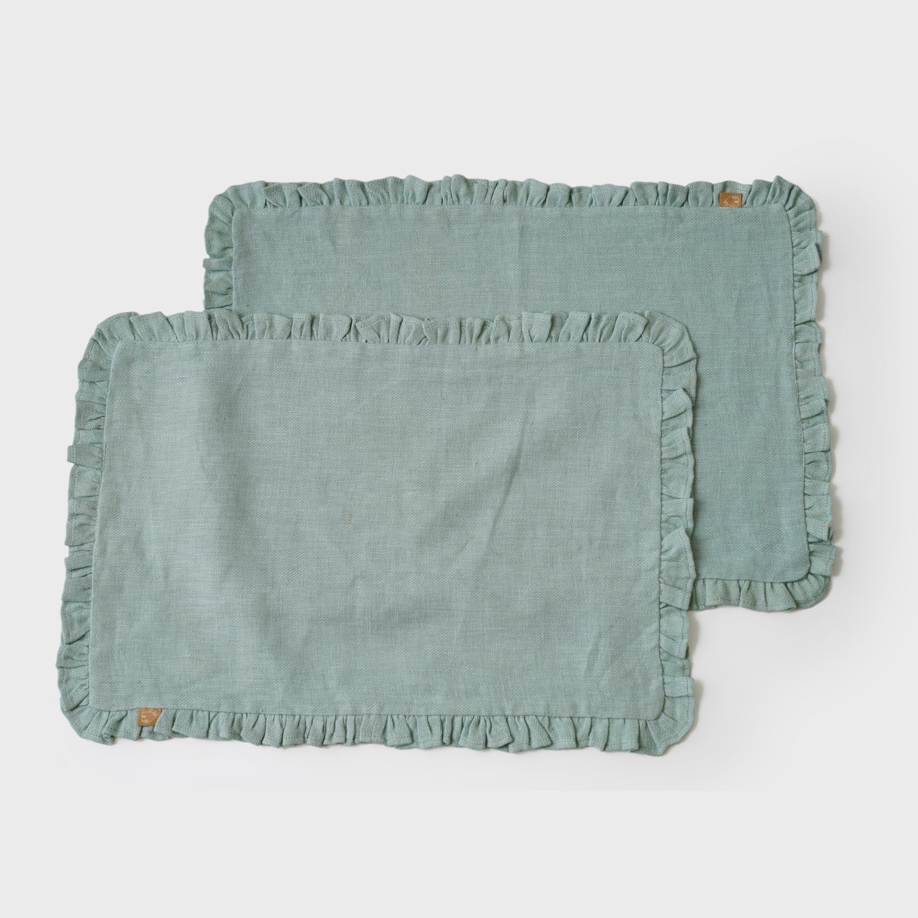 Herringbone Ruffle Duck Egg Table Mats | Set of 2