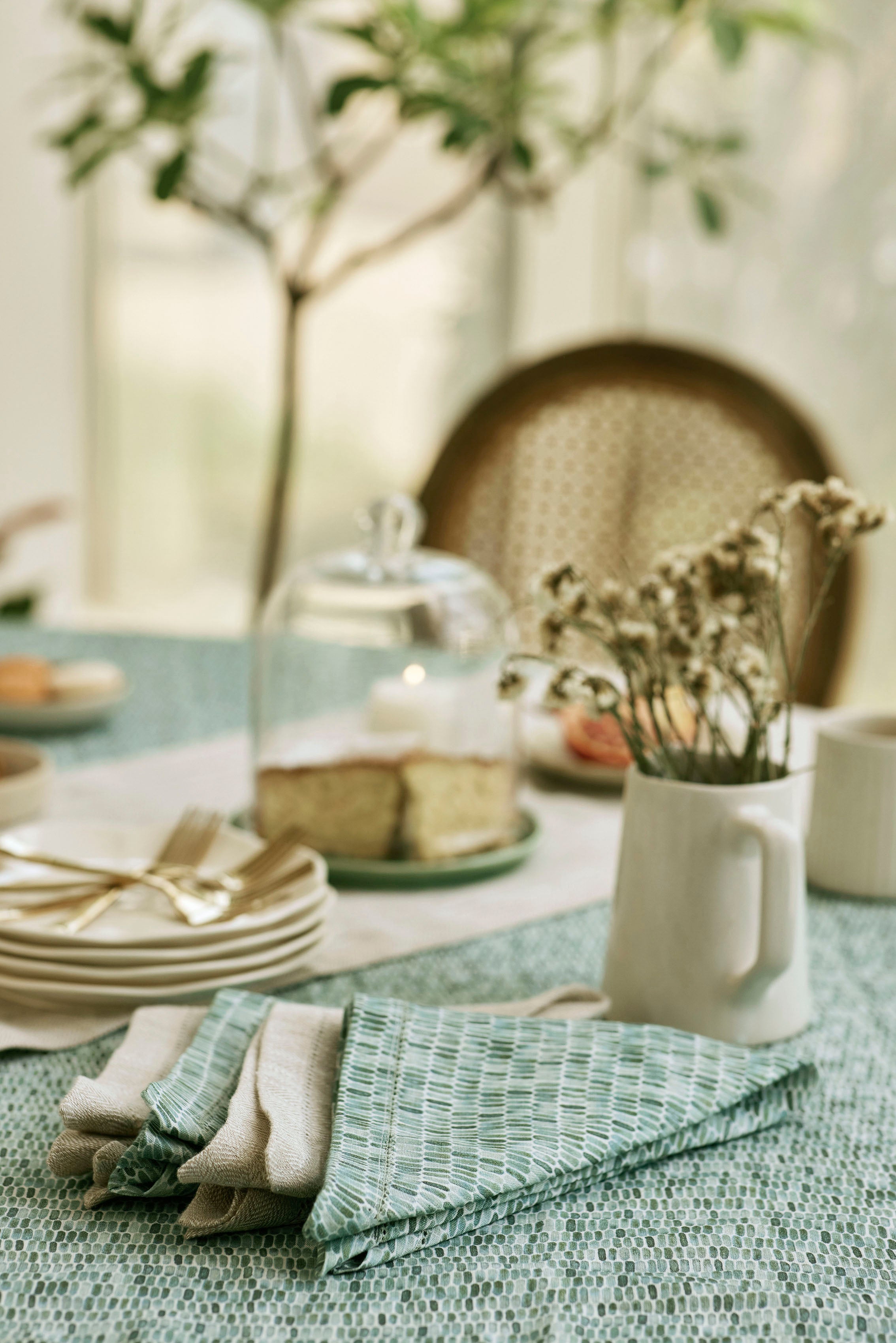 Speckle Teal Linen Table Napkins-Set of 2