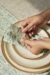 Mosaic Sage Linen Table Runner