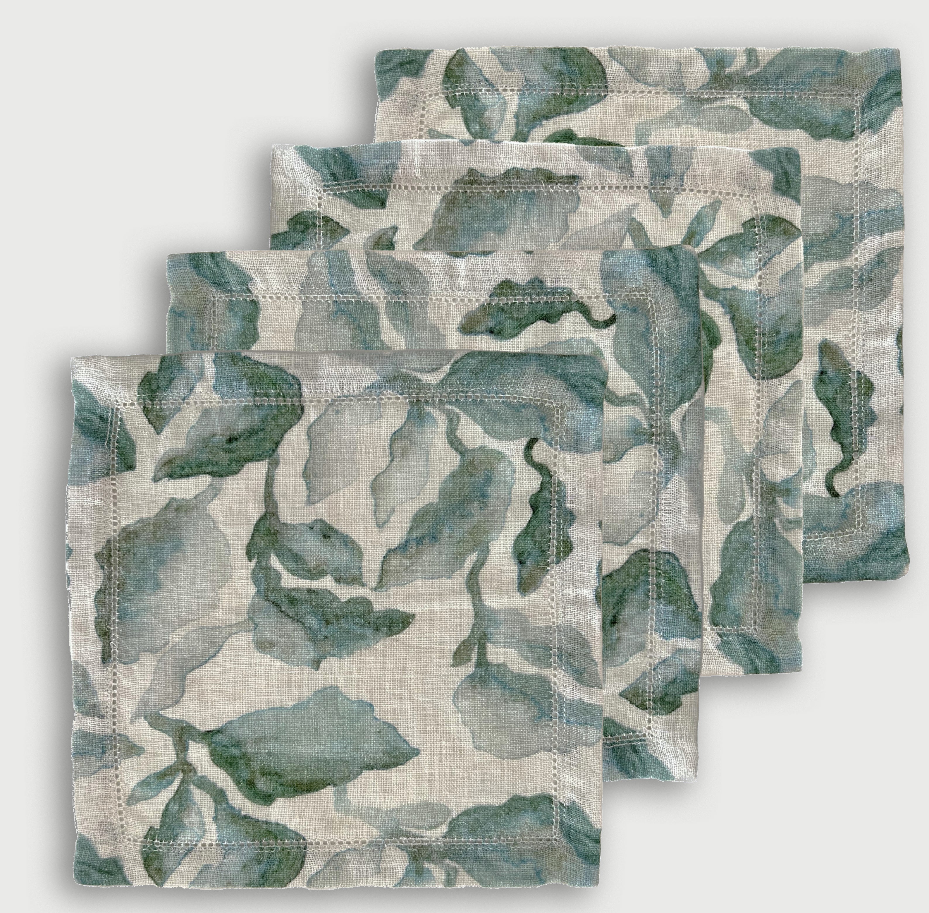Cascade Teal Linen Cocktail Napkins-Set of 4