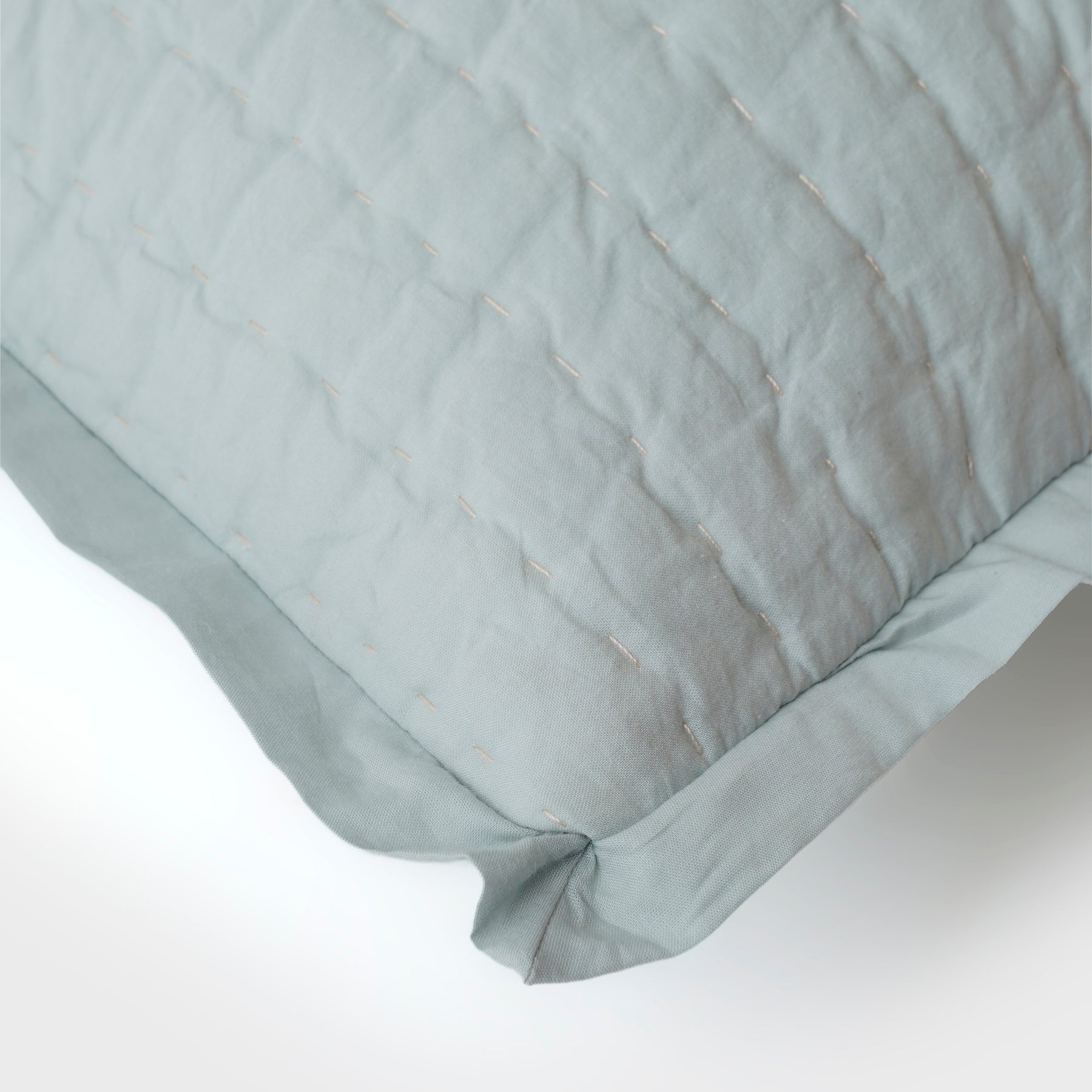 Hand Kantha Baby blue Pillow Cover